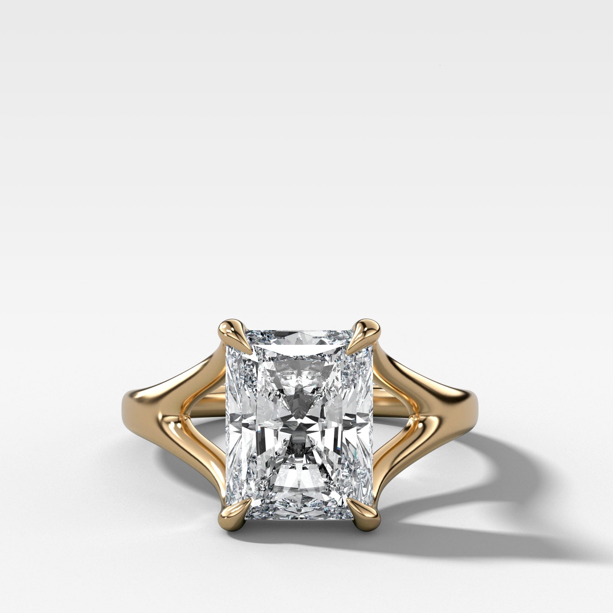 Split Shank Solitaire Engagement Ring with Radiant Cut Diamond