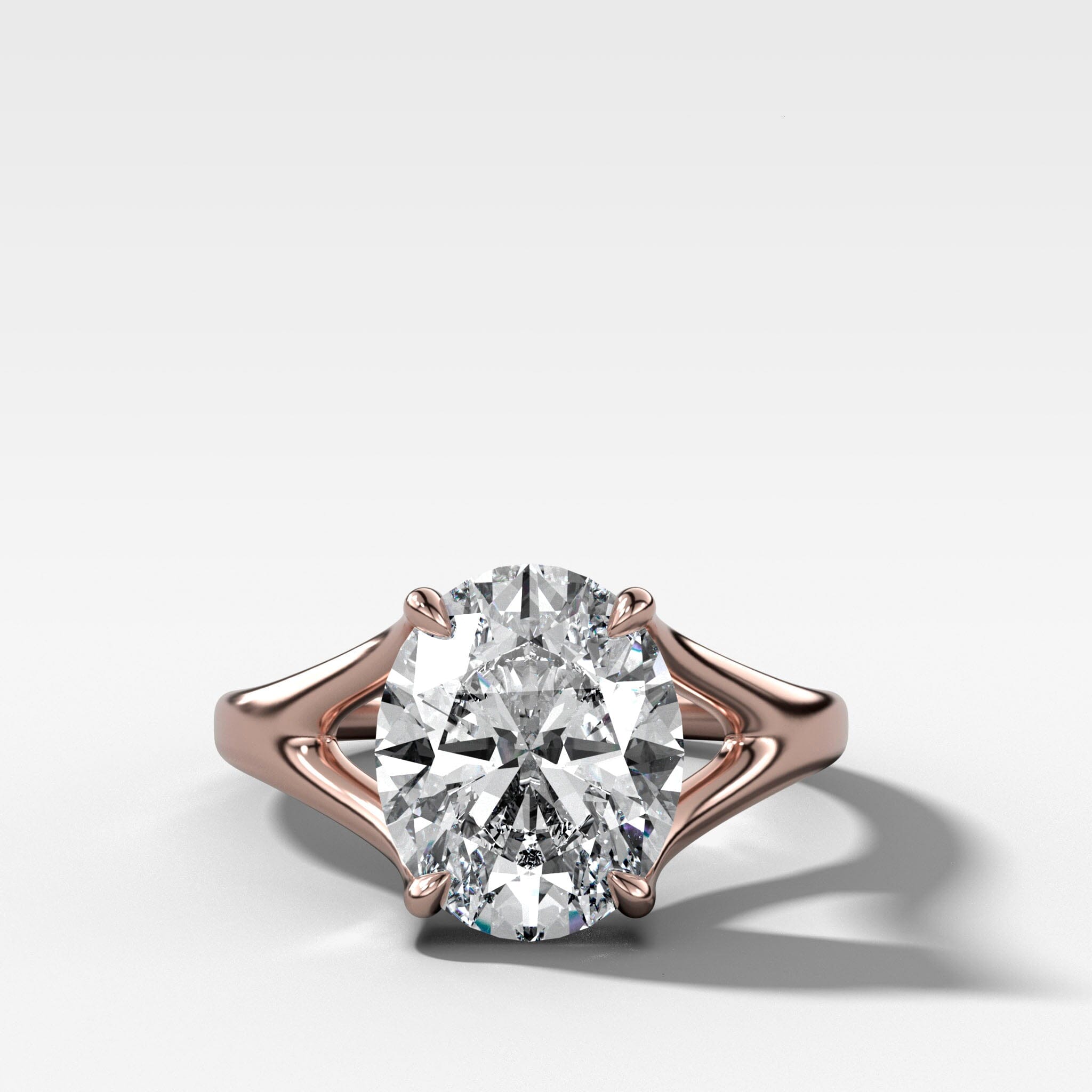 Split Shank Solitaire Engagement Ring with Oval Cut Diamond
