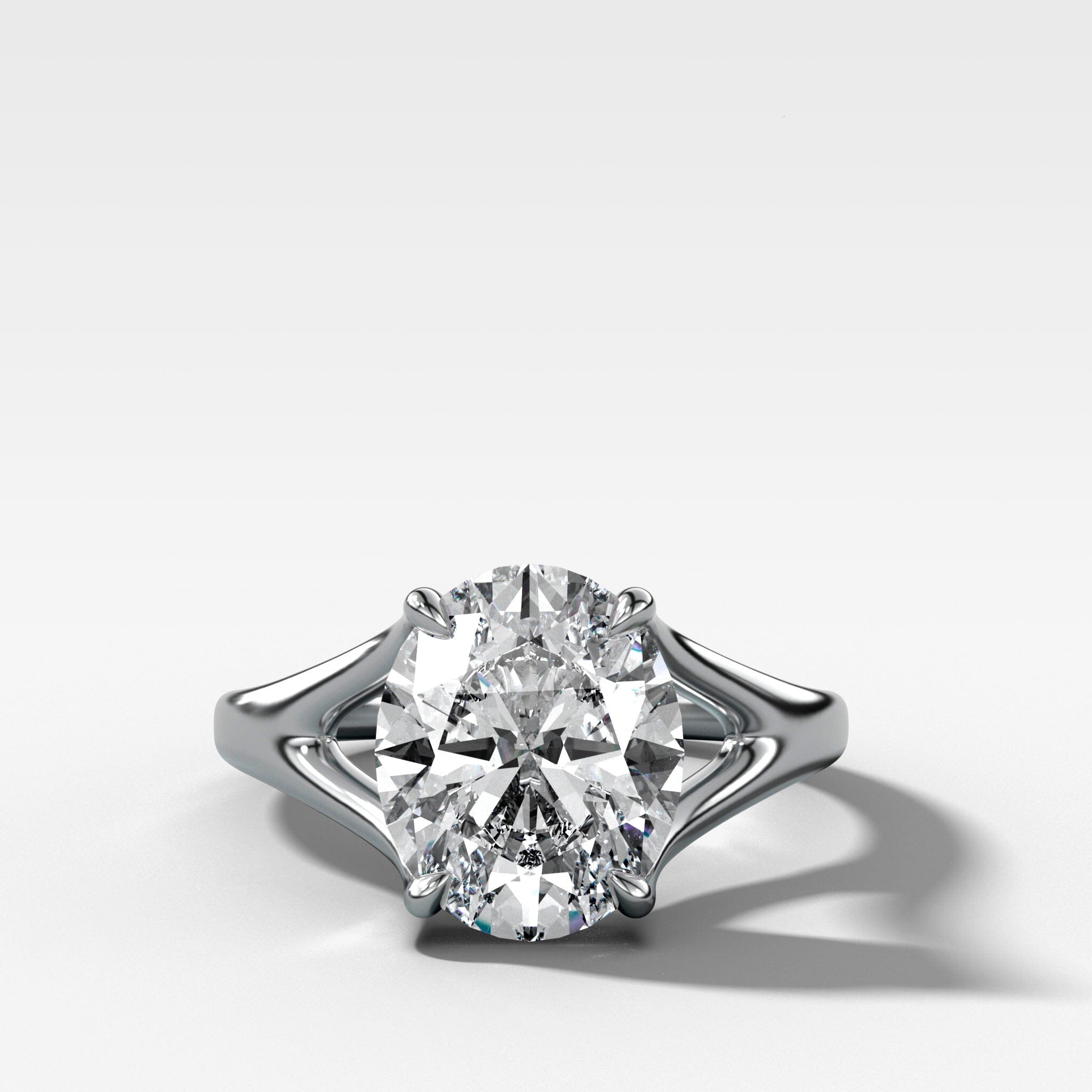Split Shank Solitaire Engagement Ring with Oval Cut Diamond