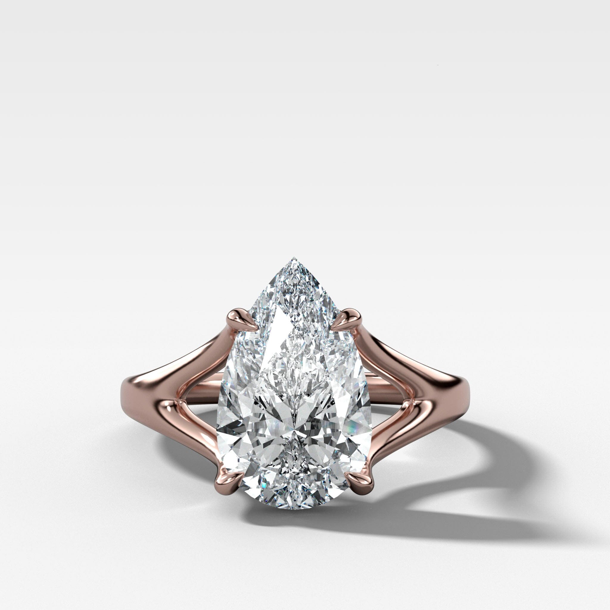 Split Shank Solitaire Engagement Ring with Pear Cut Diamond