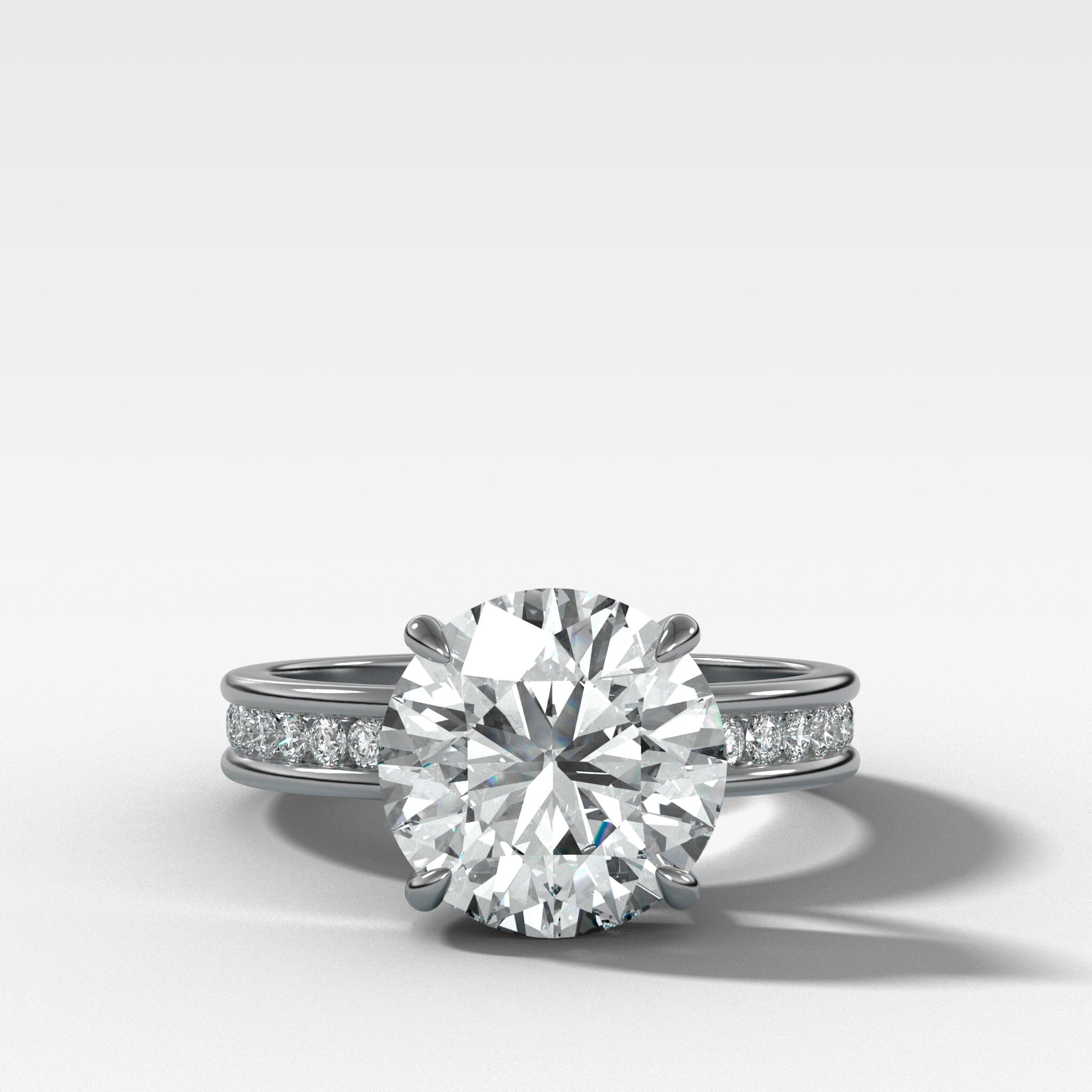 Petite Channel Set Engagement Ring with Round Cut Diamond