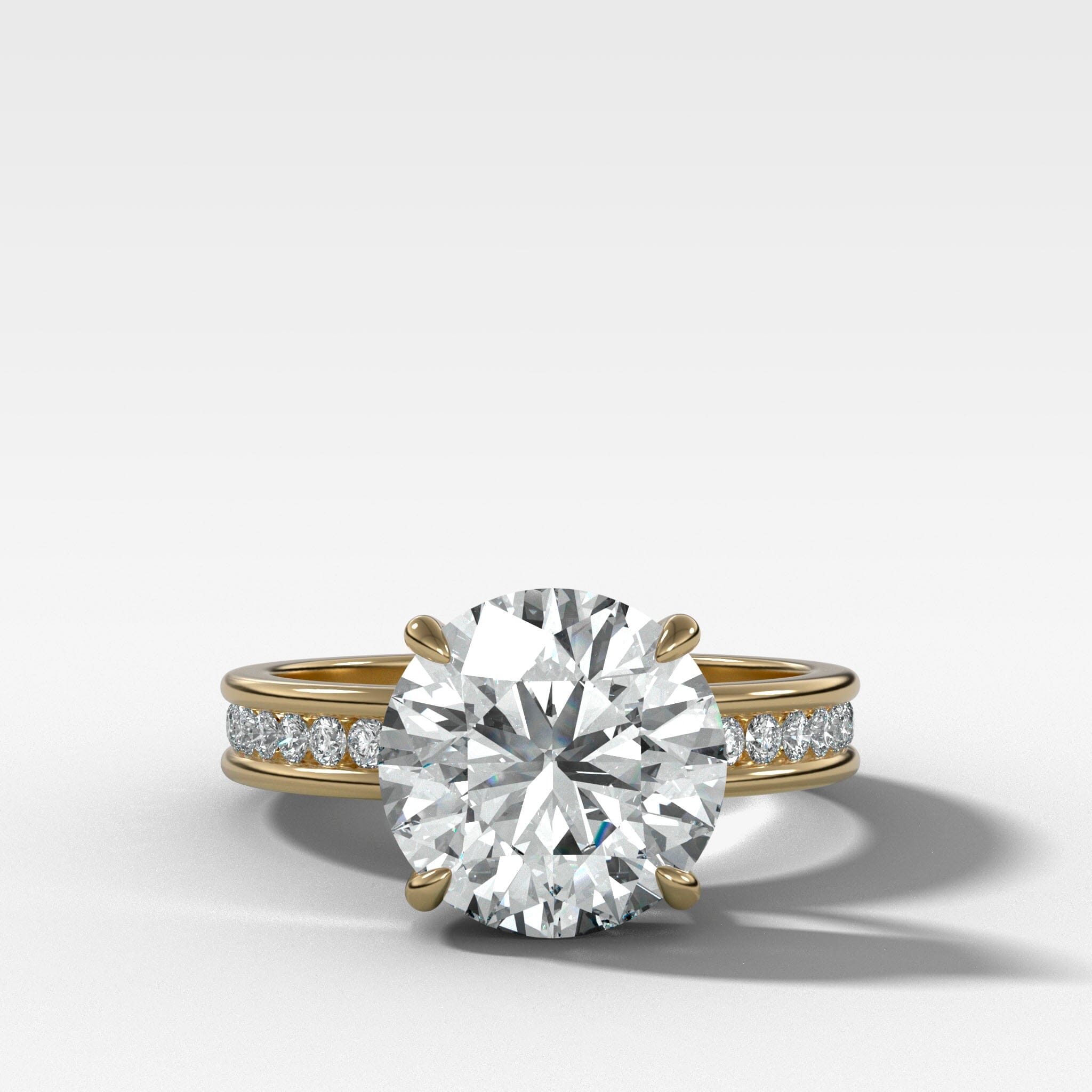 Petite Channel Set Engagement Ring with Round Cut Diamond