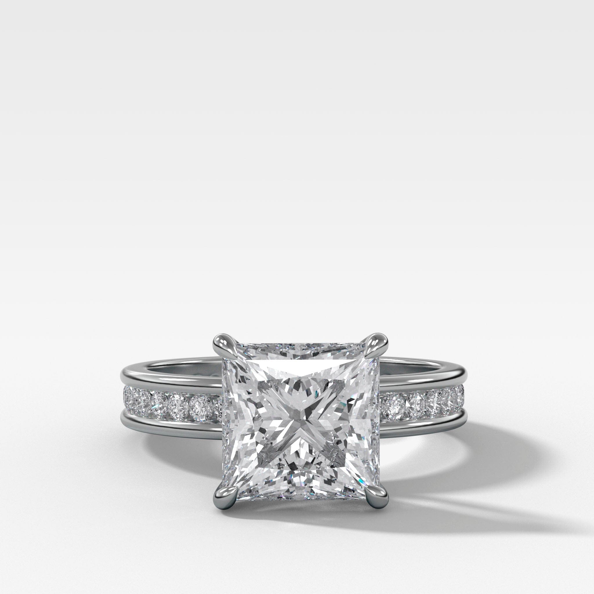 Petite Channel Set Engagement Ring with Princess Cut Diamond