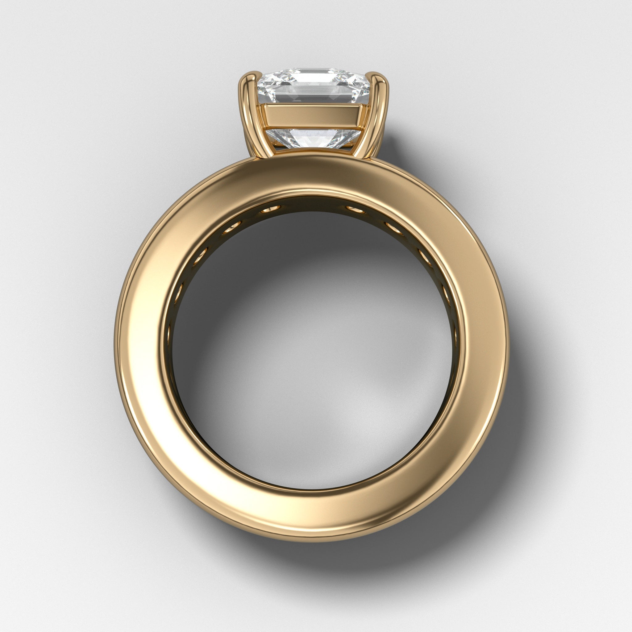 Chunky Channel Set Engagement Ring with Asscher Cut Diamond