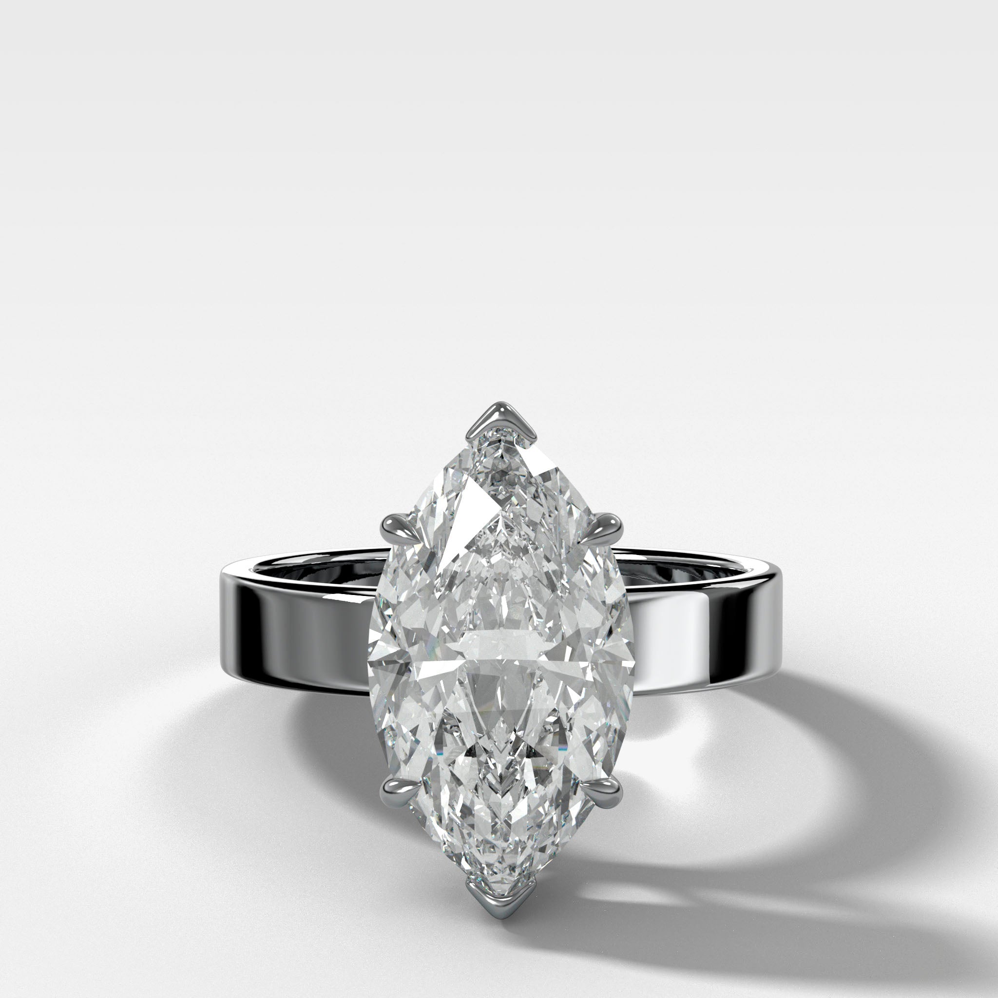Finest Solitaire Engagement Ring With Marquise Cut Diamond