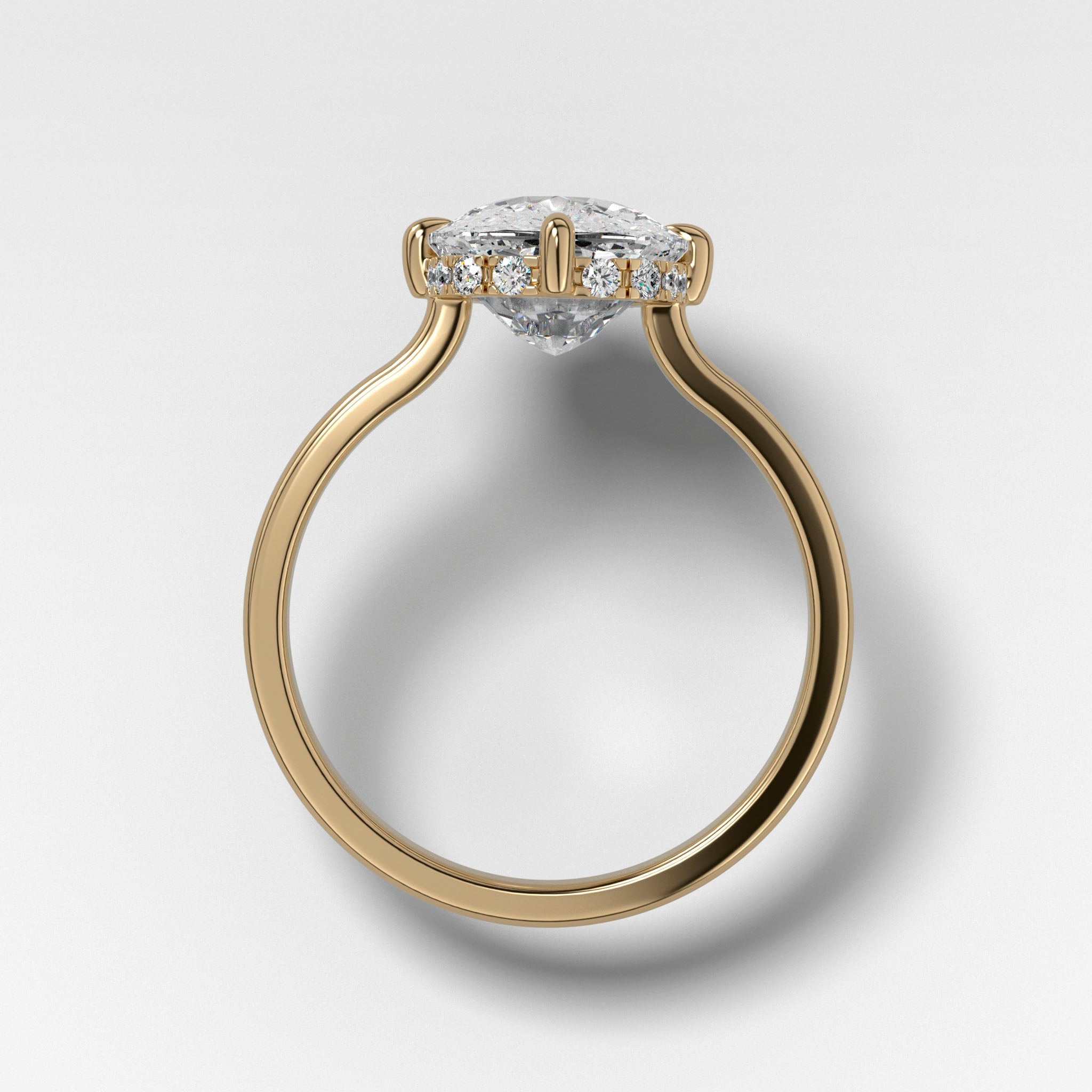 Compass Solitaire Engagement Ring with Elongated Cushion Cut Diamond
