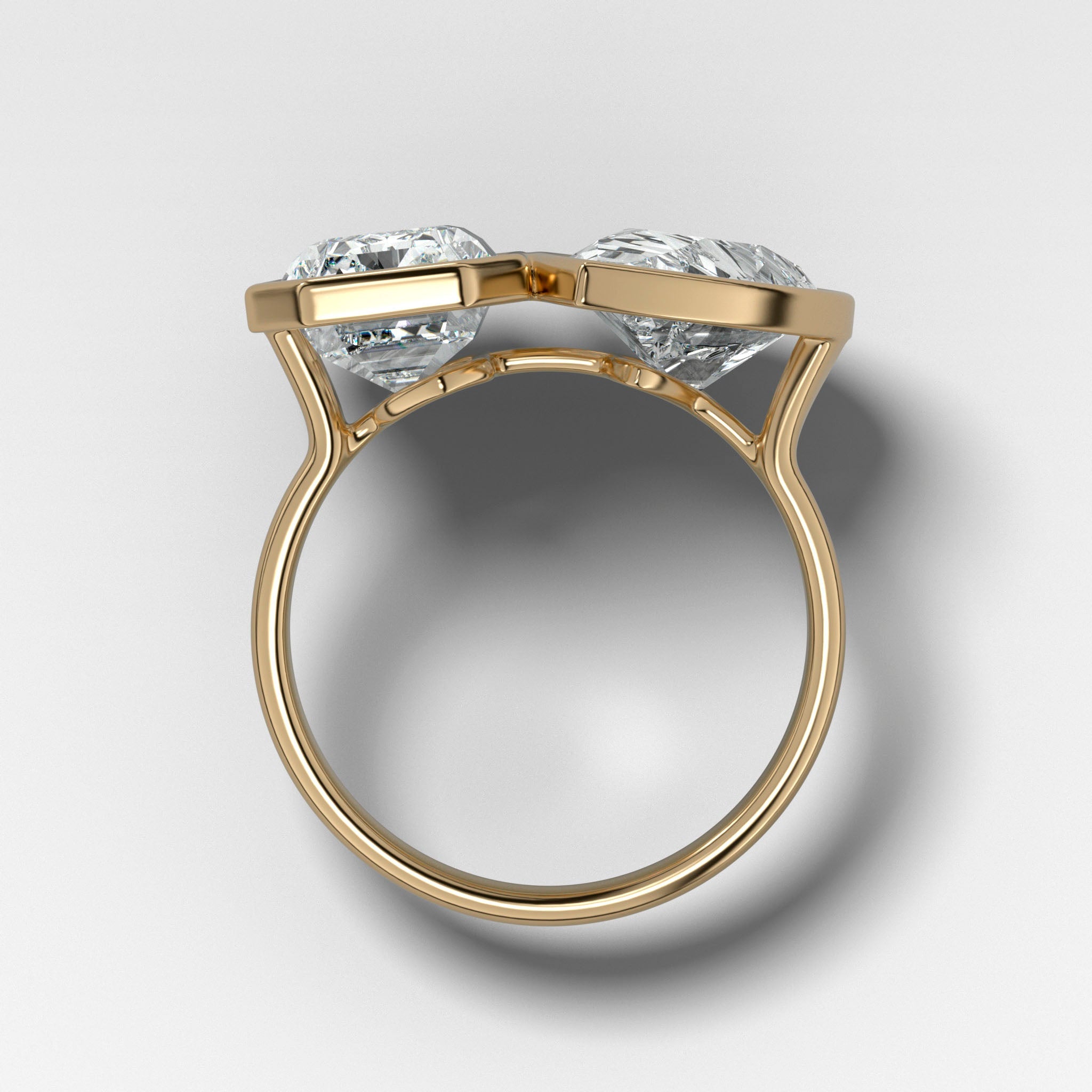 Toi et Moi Bezel Engagement Ring with Pear and Emerald Cuts