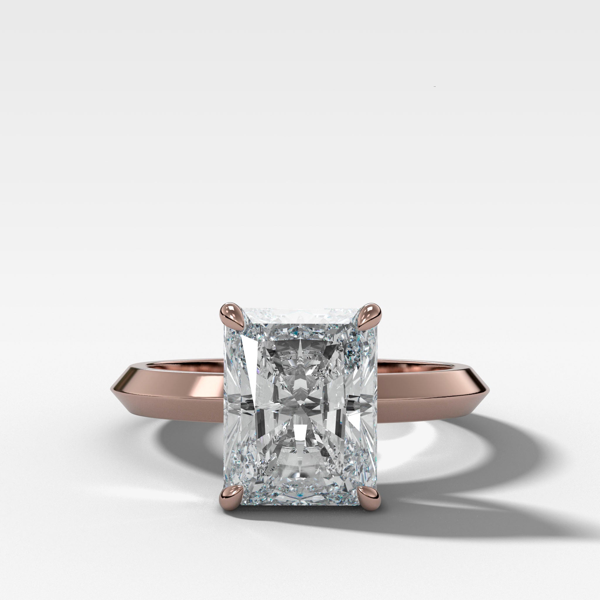 Butter Knife Solitaire Engagement Ring With Elongated Radiant Cut Diamond