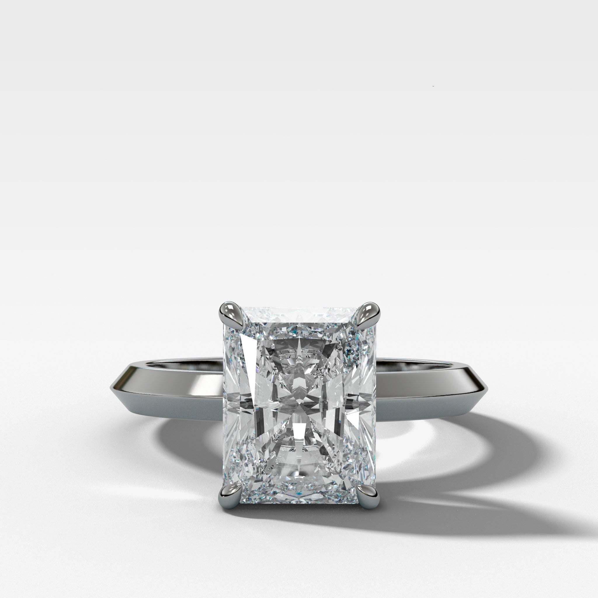 Butter Knife Solitaire Engagement Ring With Elongated Radiant Cut Diamond