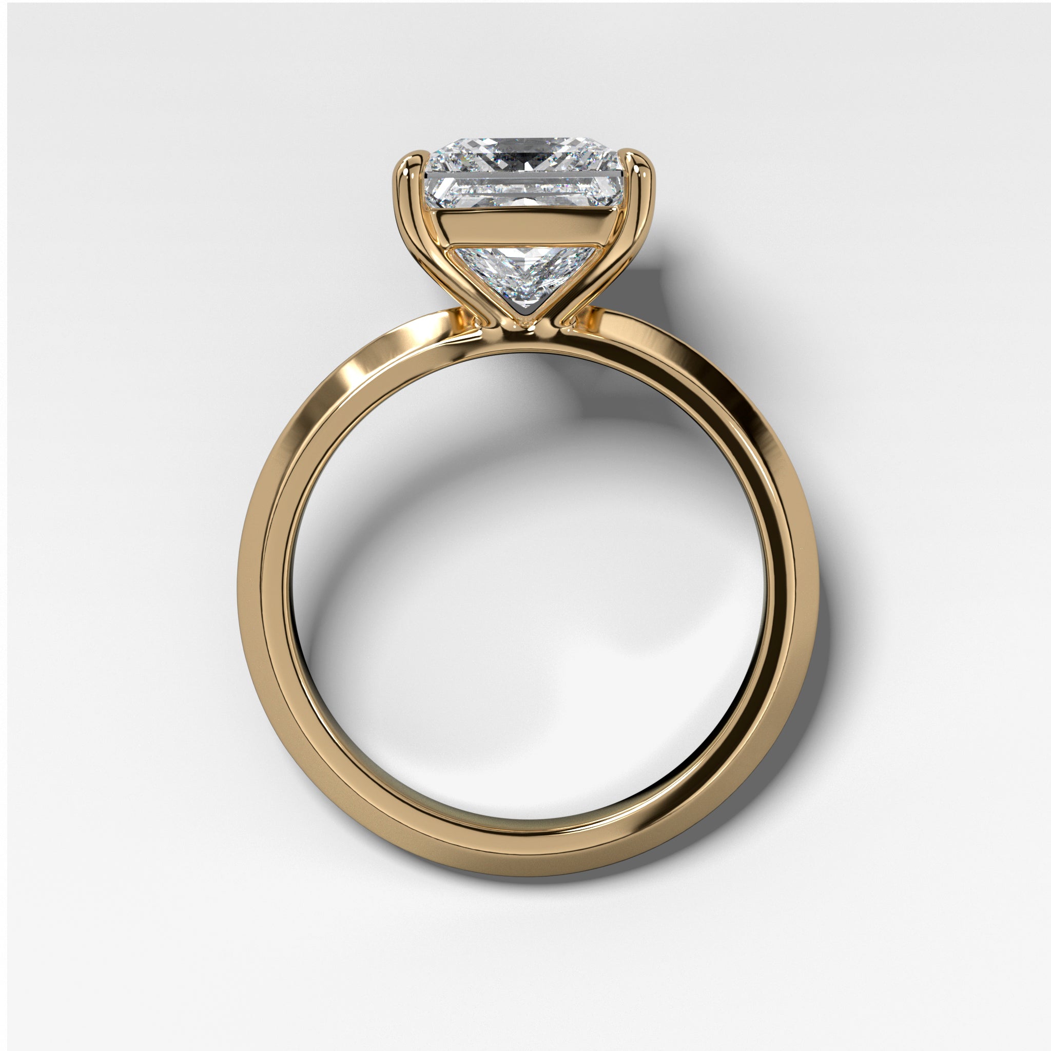 Butter Knife Solitaire Engagement Ring With Princess Cut Diamond