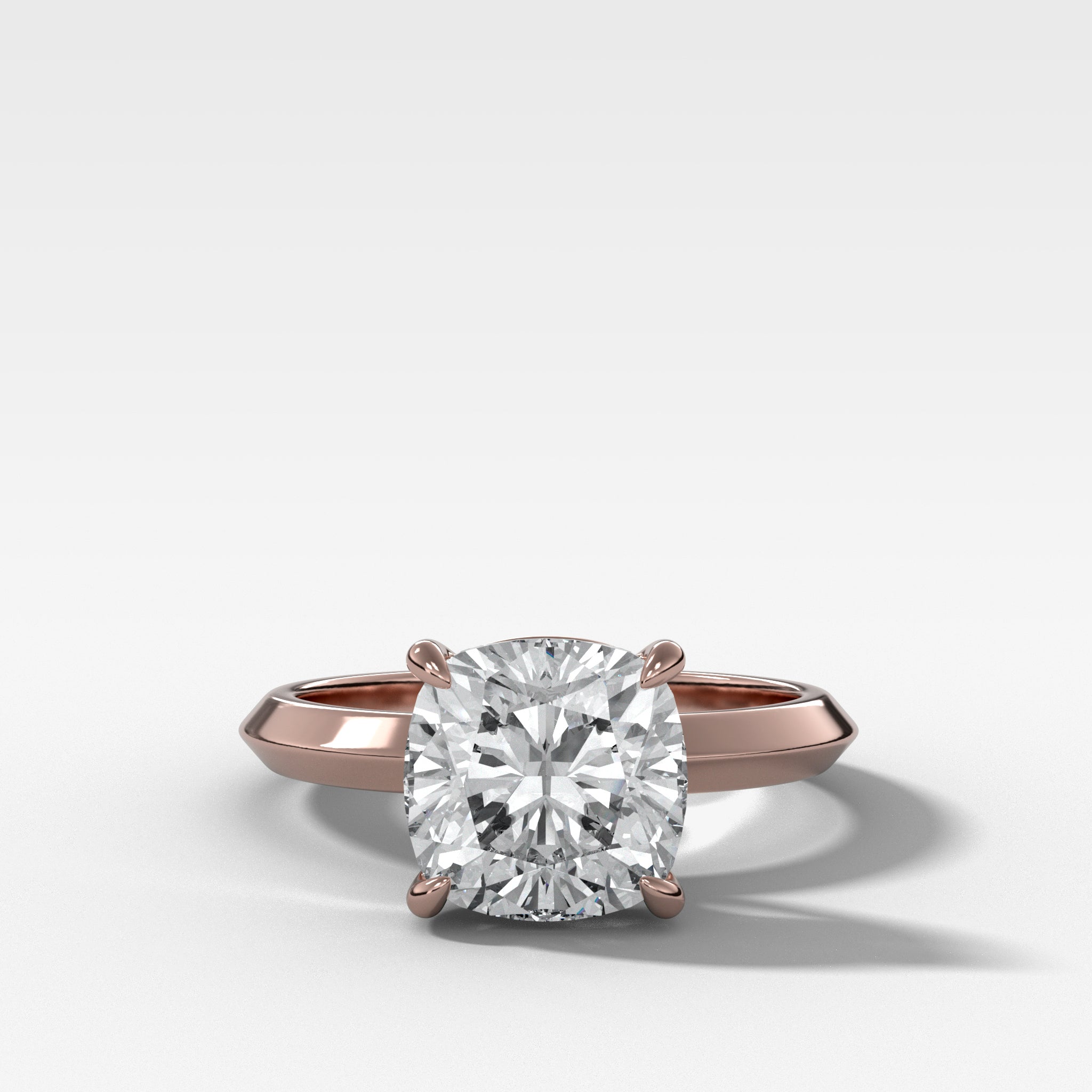 Butter Knife Solitaire Engagement Ring With Square Cushion Cut Diamond