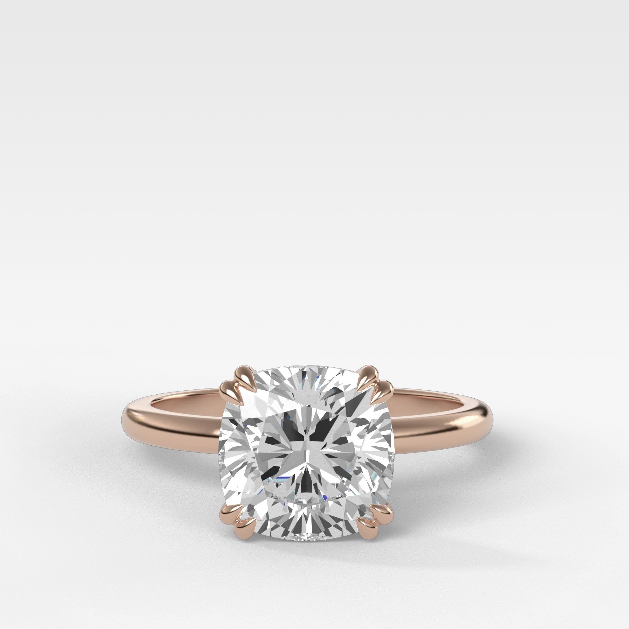 Signature Cathedral Solitaire Engagement Ring With Cushion Cut Diamond