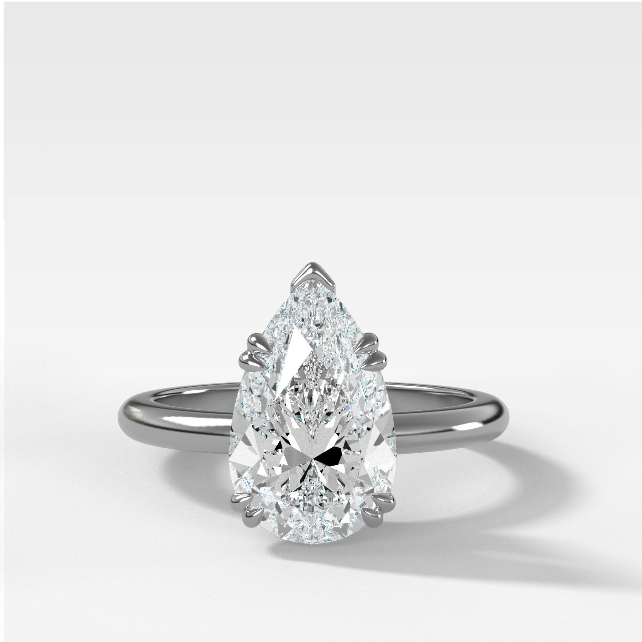 Signature Cathedral Solitaire Engagement Ring With Pear Cut Diamond