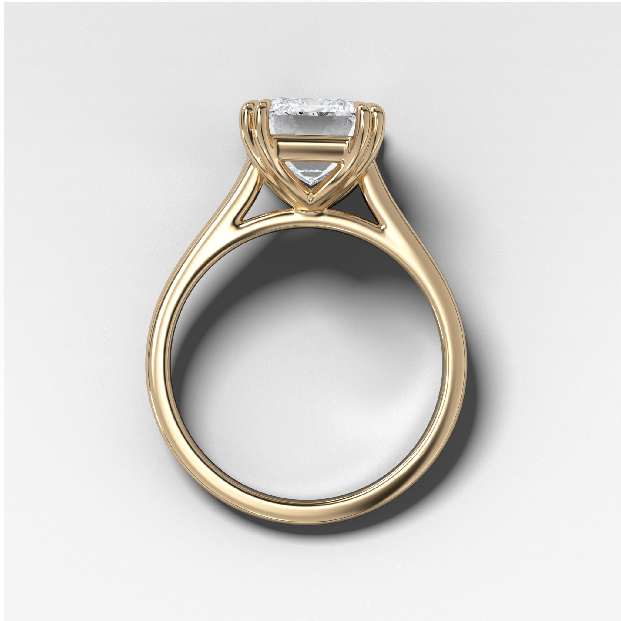 Signature Cathedral Solitaire Engagement Ring With Emerald Cut Diamond (North South)