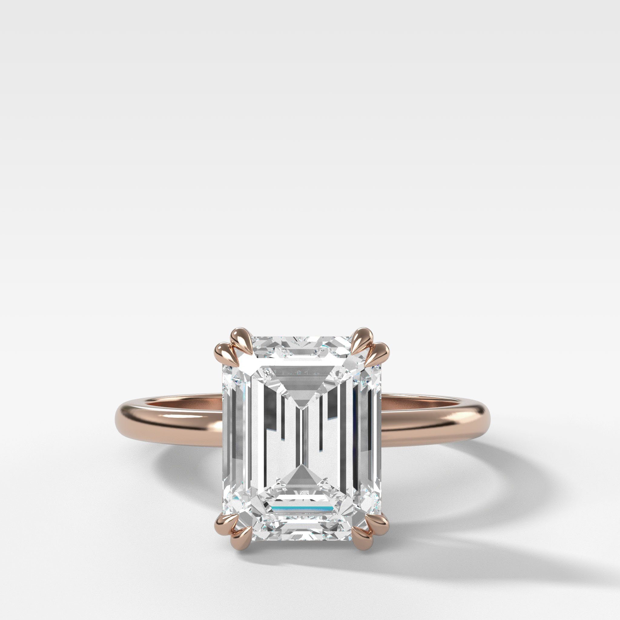 Signature Cathedral Solitaire Engagement Ring With Emerald Cut Diamond (North South)