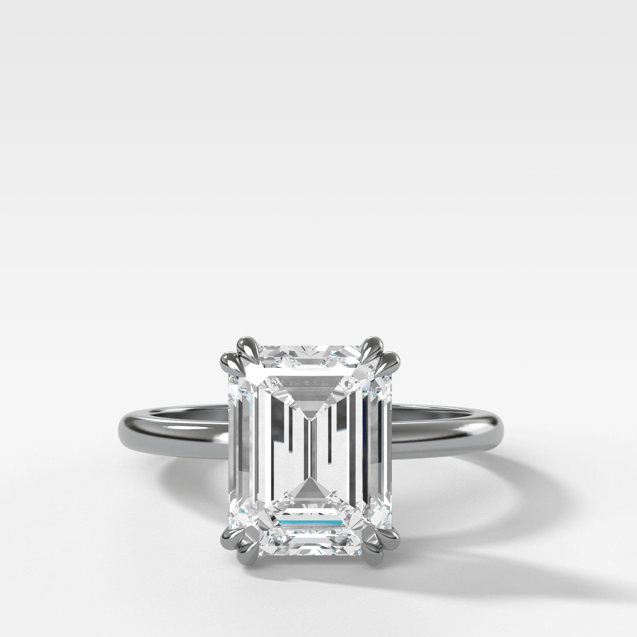 Signature Cathedral Solitaire Engagement Ring With Emerald Cut Diamond (North South)