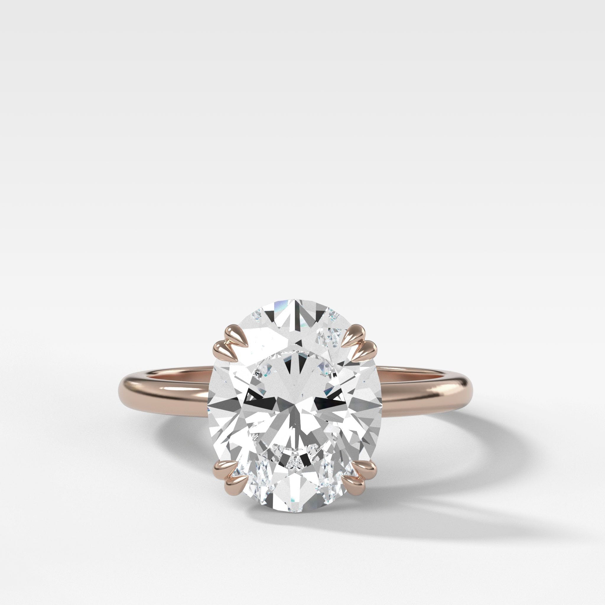 Signature Cathedral Solitaire Engagement Ring With Oval Cut Diamond