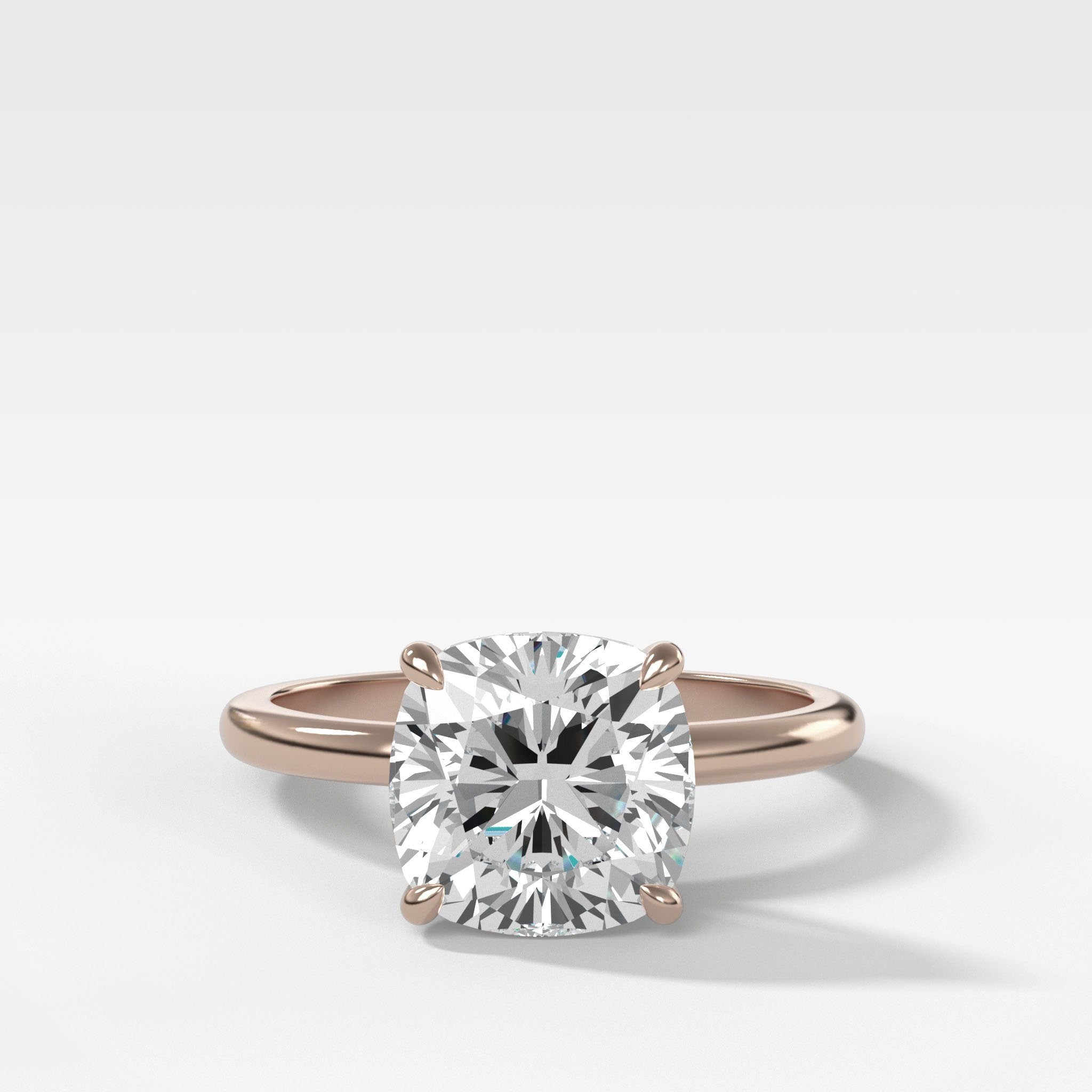 Crescent Solitaire Engagement Ring With Cushion Cut Diamond