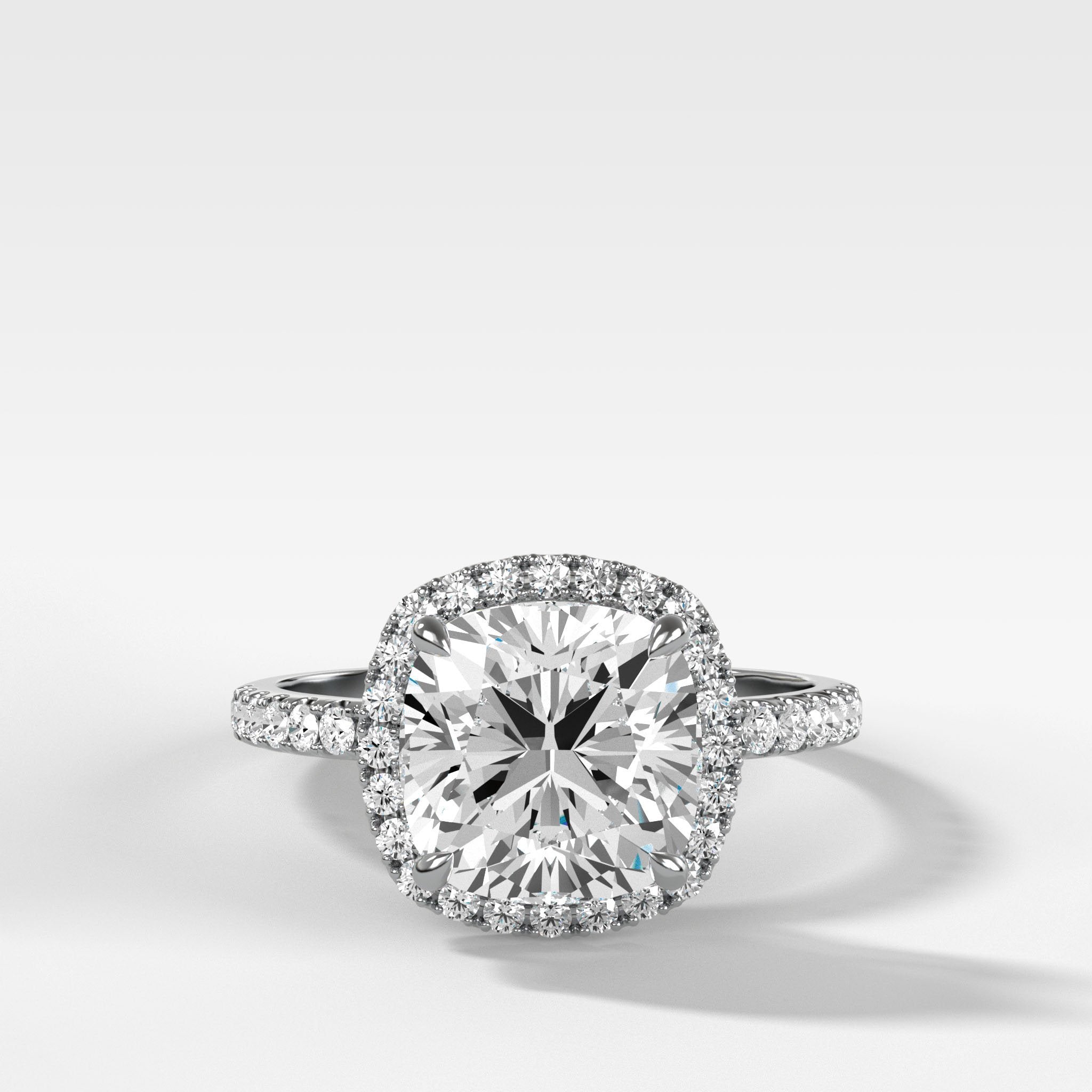 Aurora Pavé Halo Ring With Cushion Cut