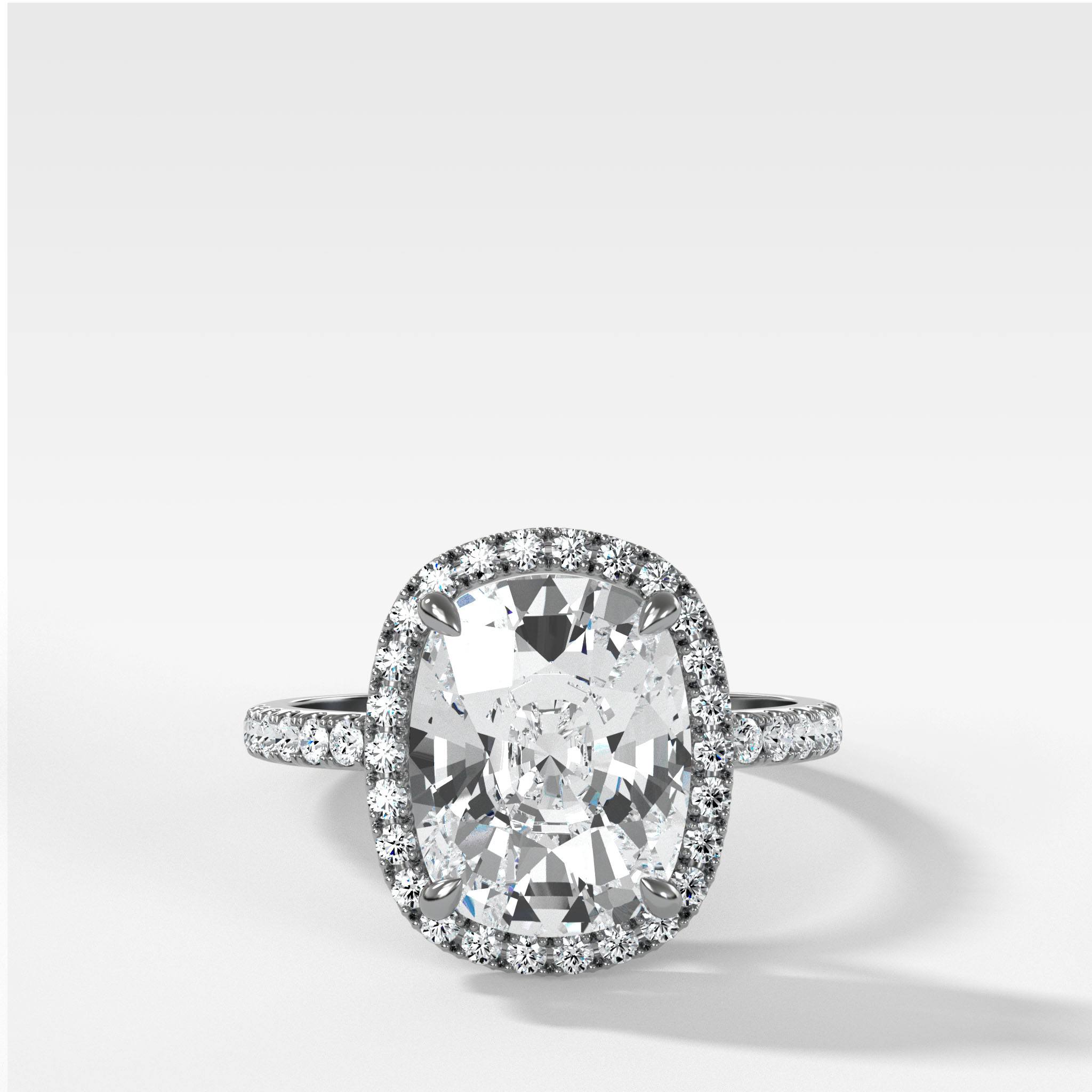 Aurora Pavé Halo Ring With Elongated Cushion Cut