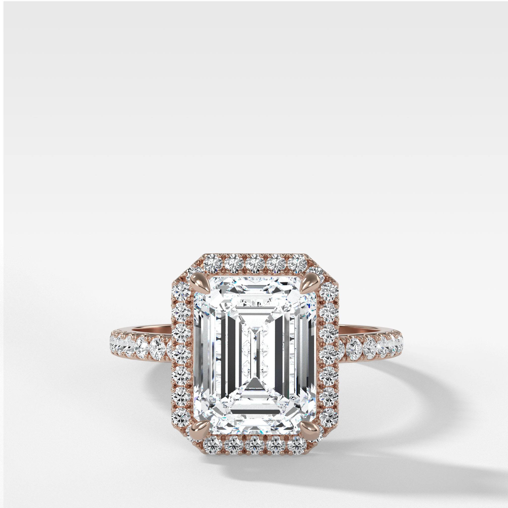 Aurora Pavé Halo Ring With Emerald Cut