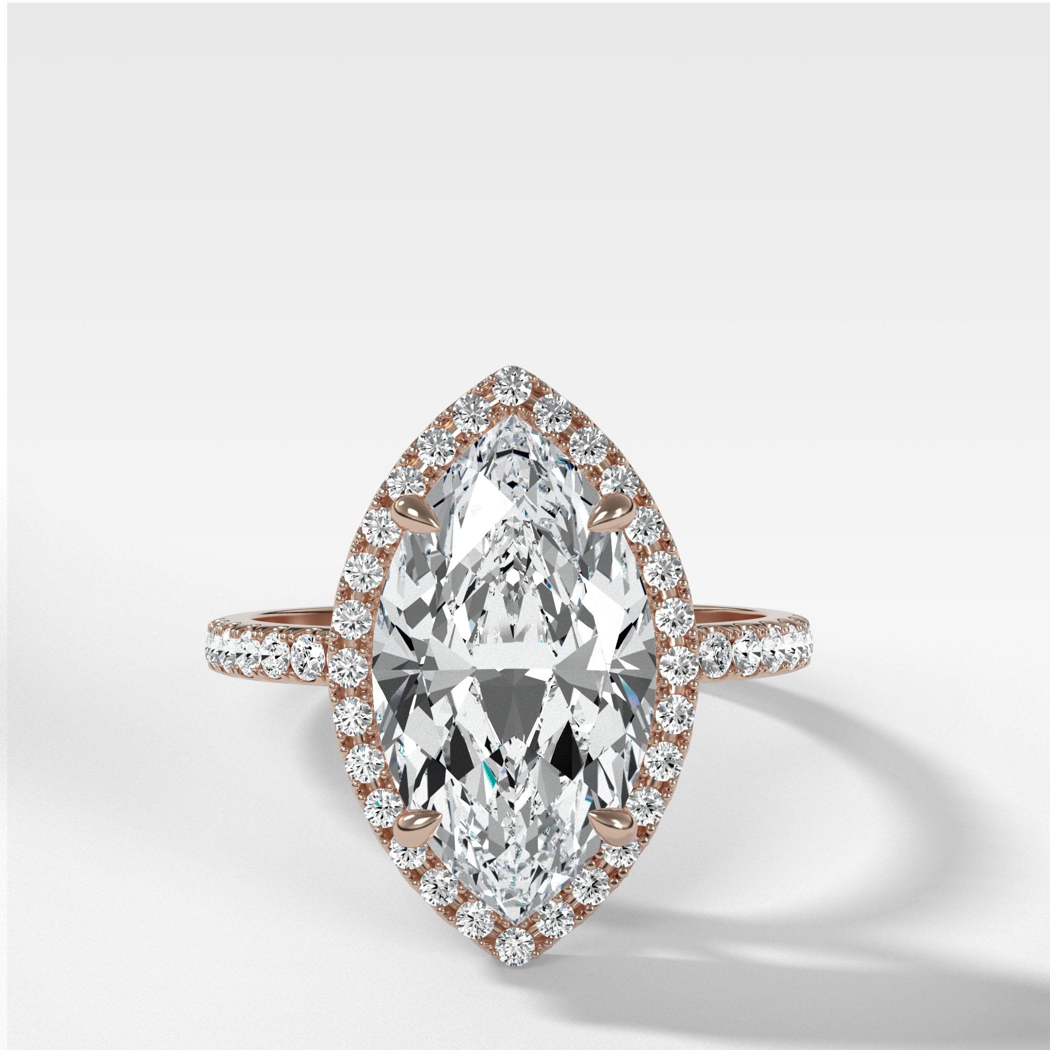 Aurora Pavé Halo Ring With Marquise Cut