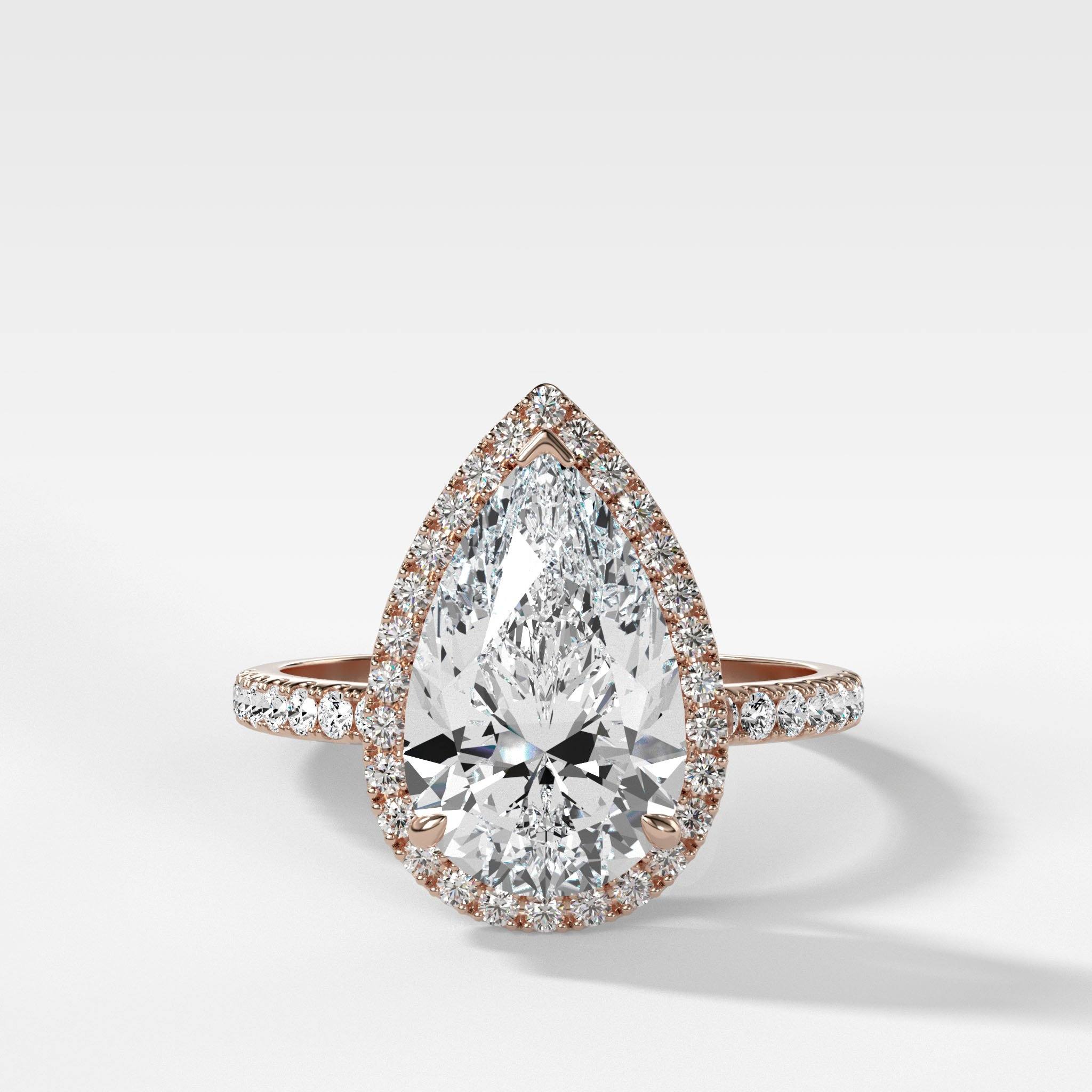 Aurora Pavé Halo Ring With Pear Cut