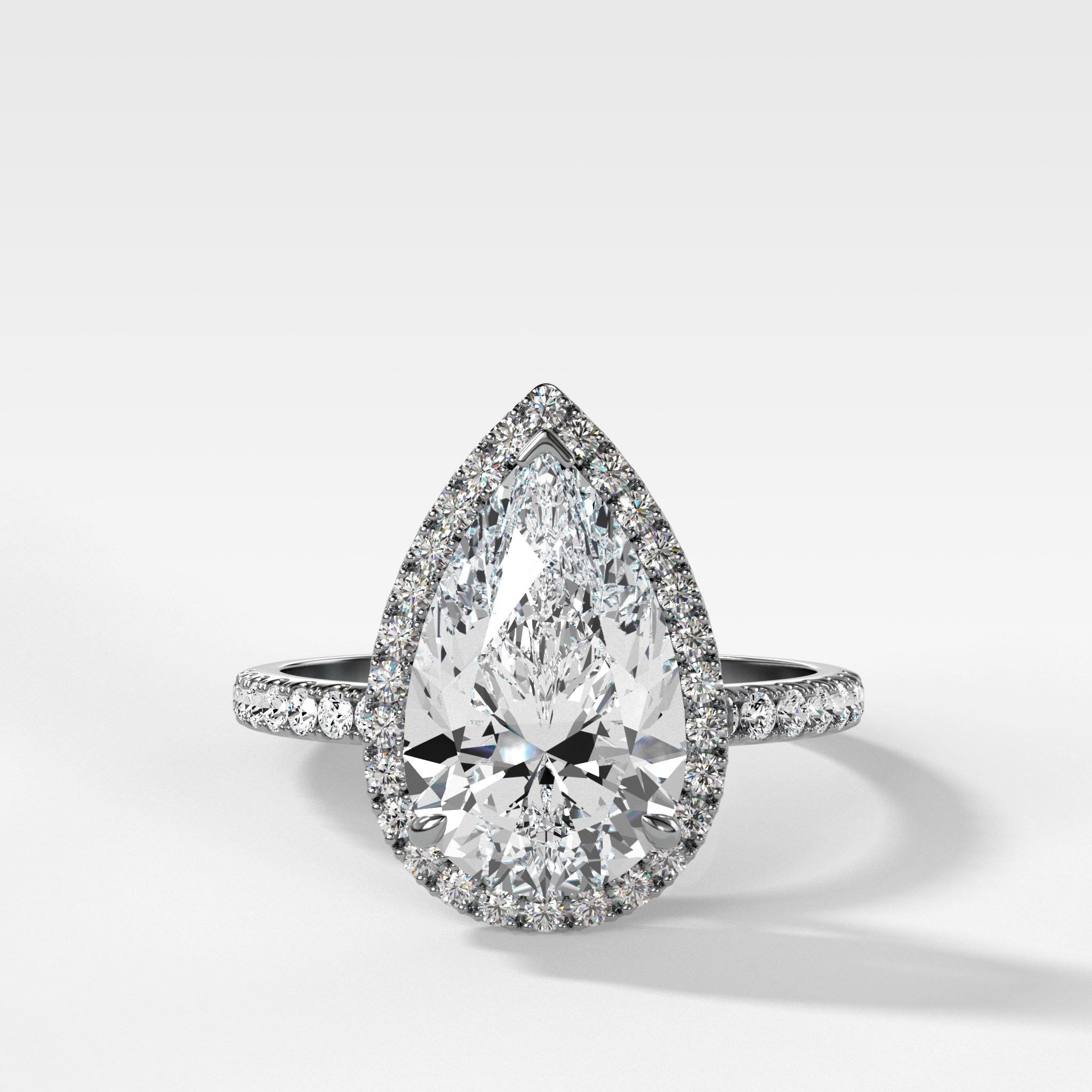Aurora Pavé Halo Ring With Pear Cut