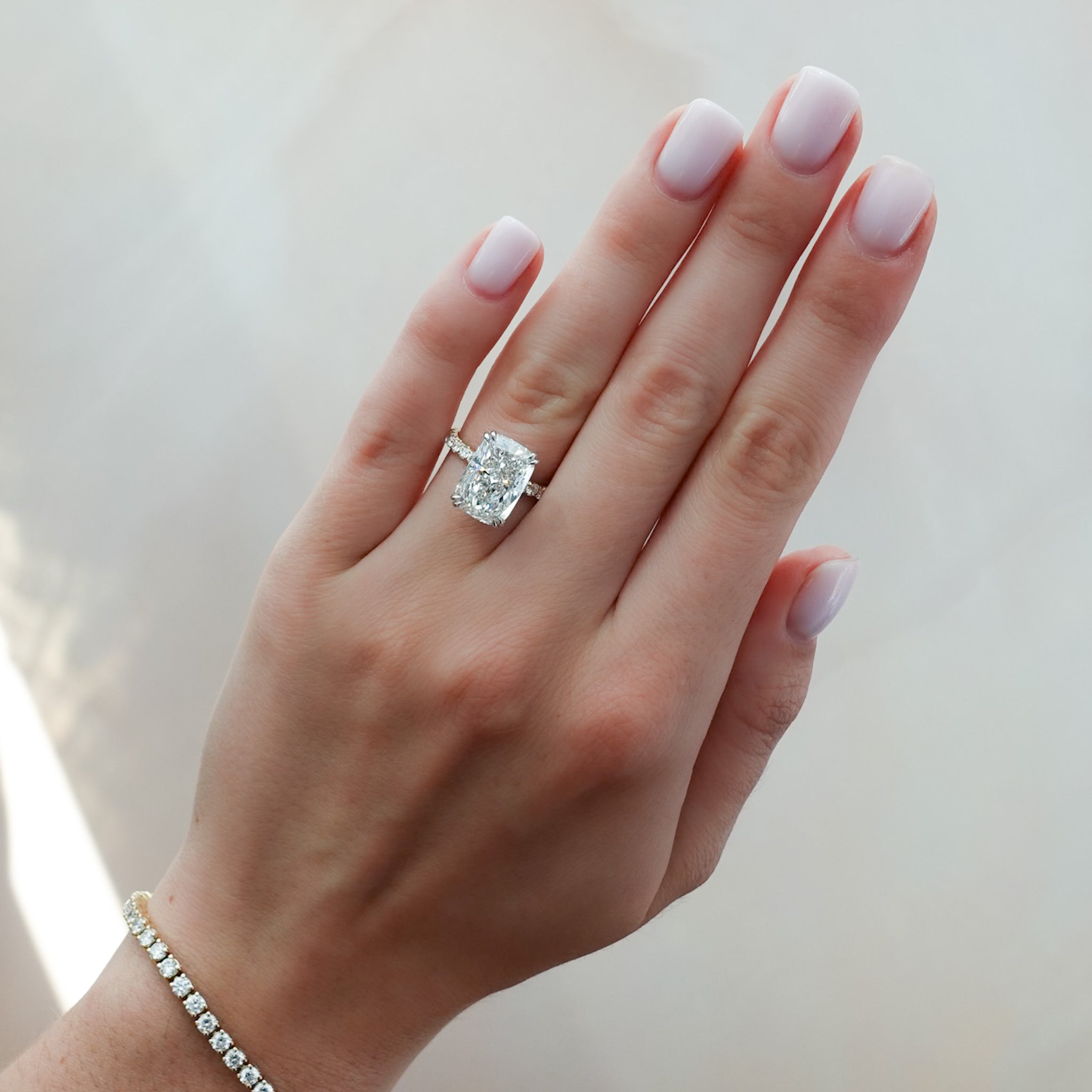 Signature Pavé Engagement Ring With Elongated Cushion Cut Diamond