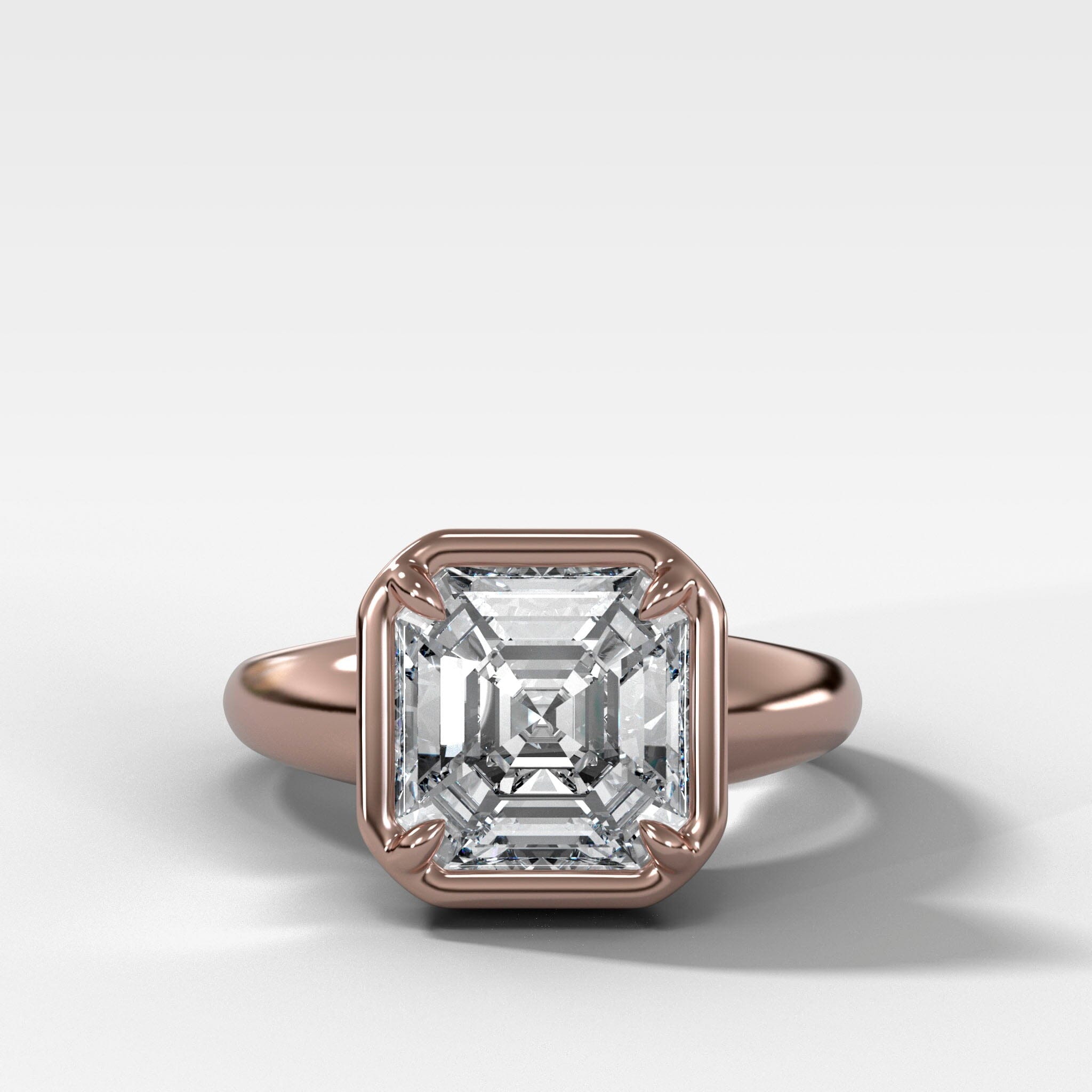 Club Ring Solitaire Engagement Ring With an Asscher Cut Diamond