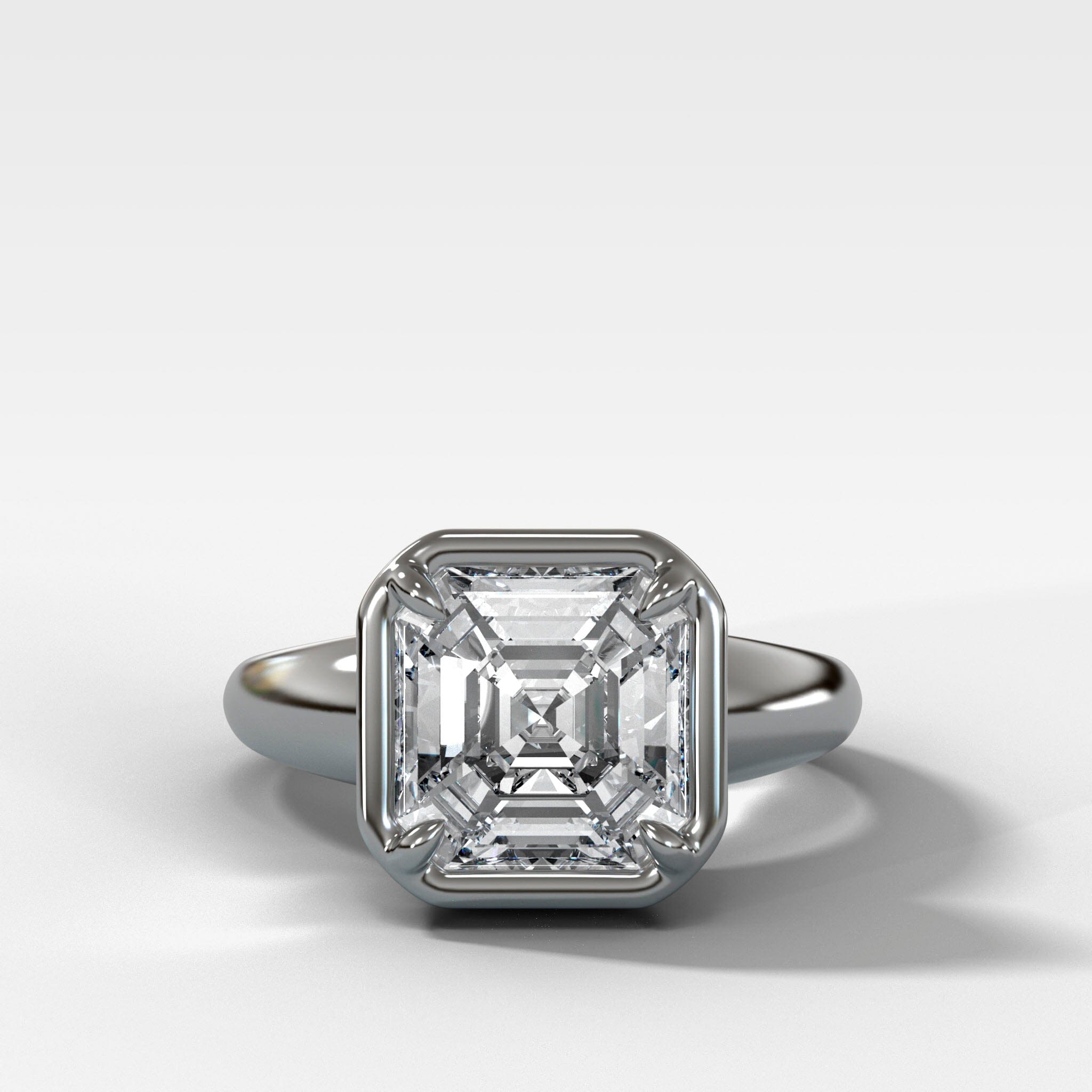 Club Ring Solitaire Engagement Ring With an Asscher Cut Diamond