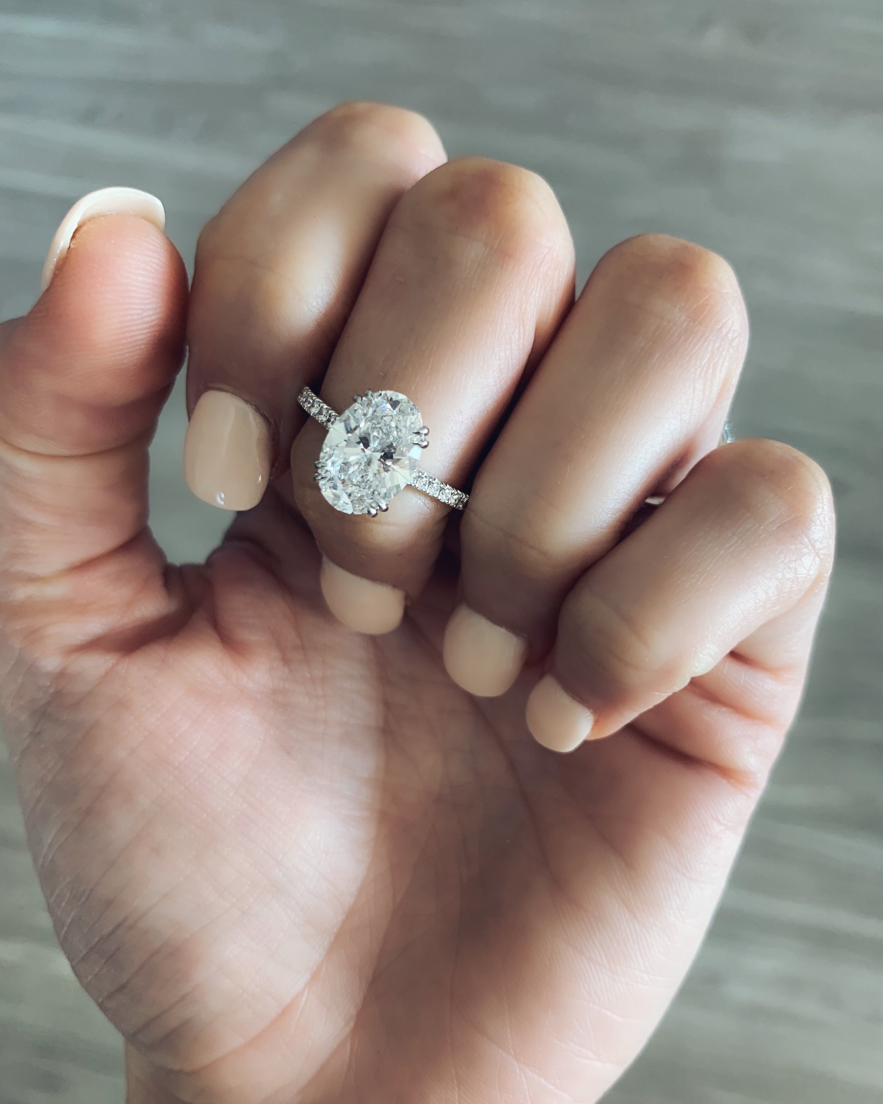 Signature Pavé Engagement Ring With Oval Cut Diamond