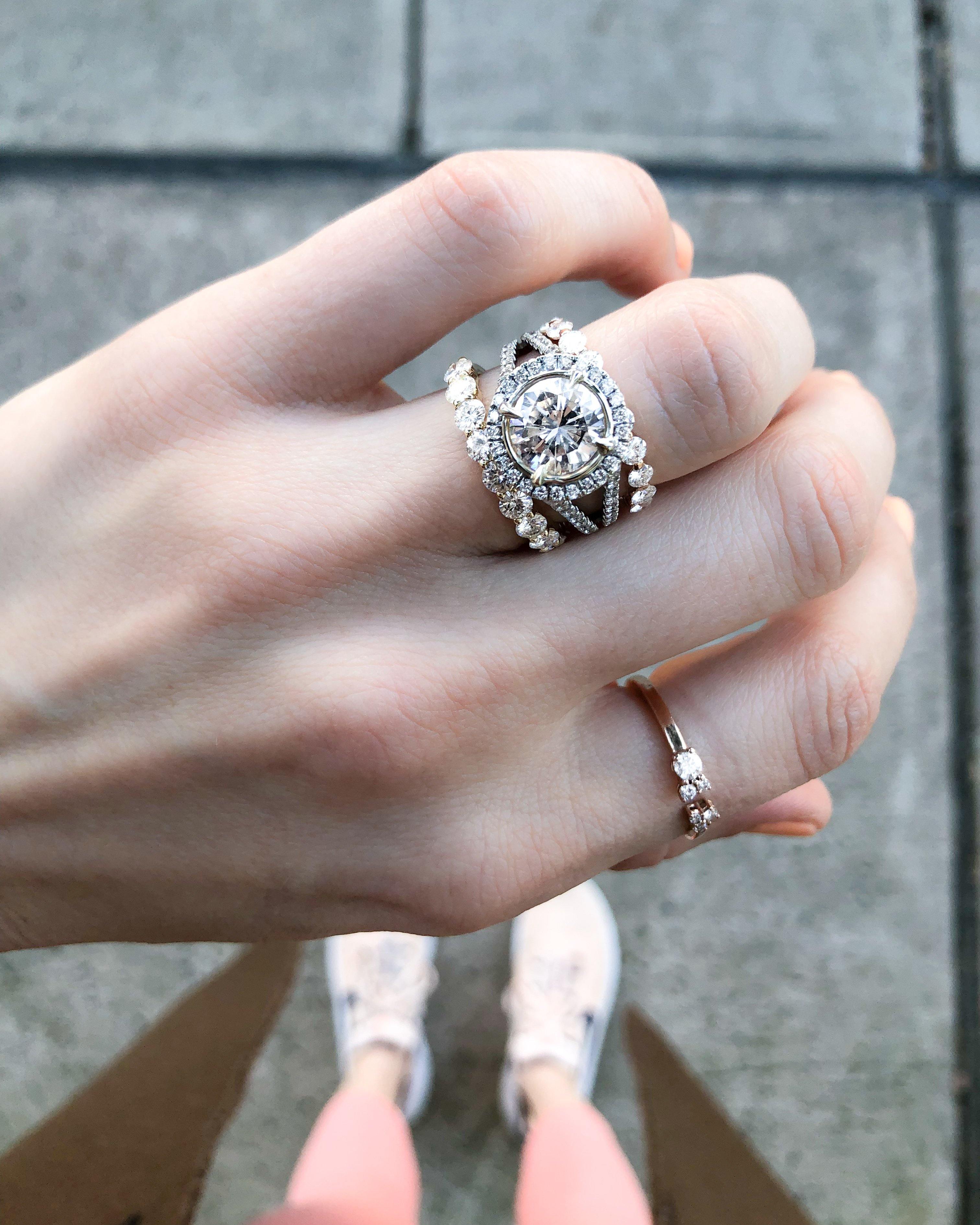Split Shank Halo Engagement Ring With Round Cut Diamond