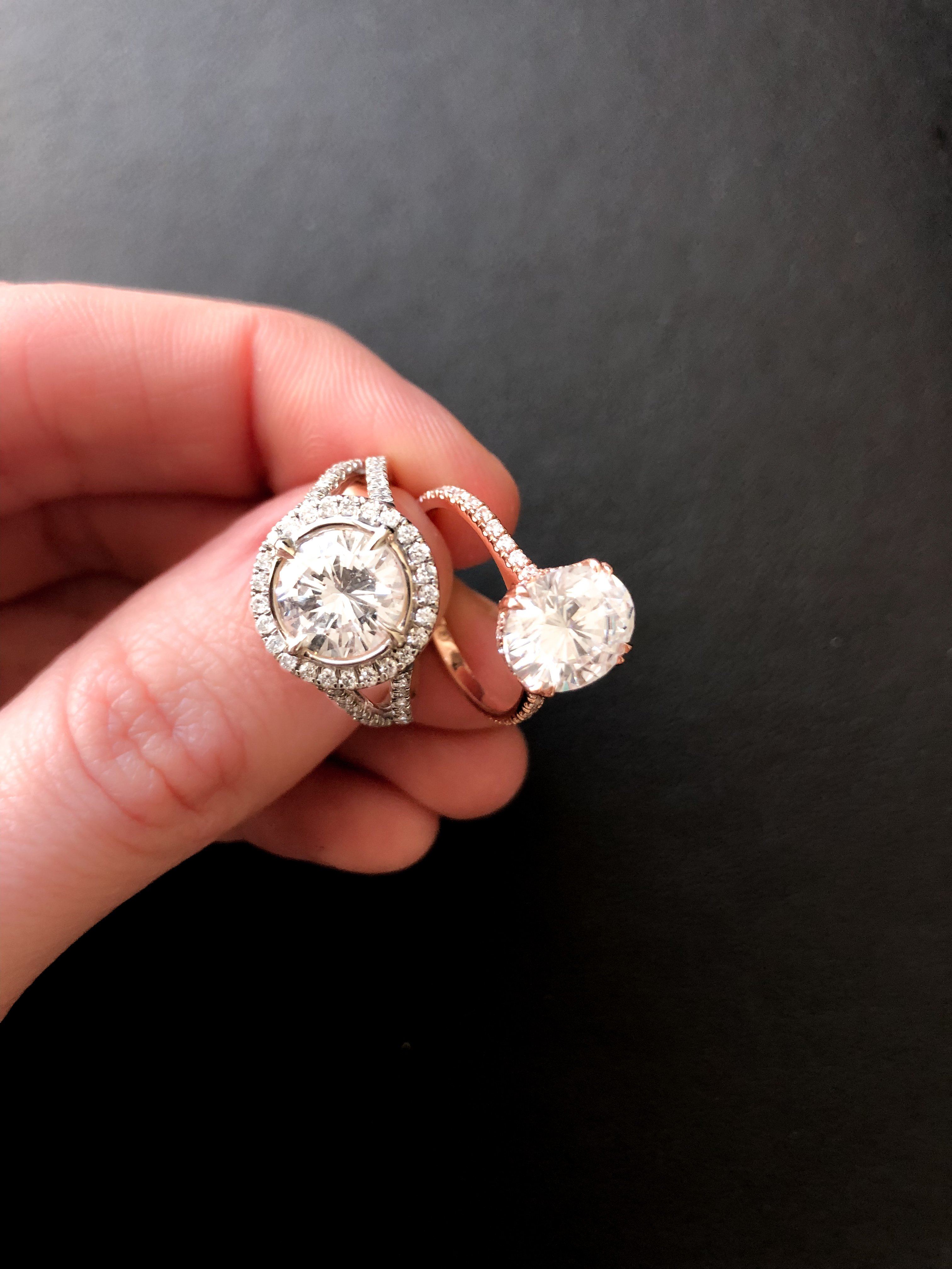 Split Shank Halo Engagement Ring With Round Cut Diamond