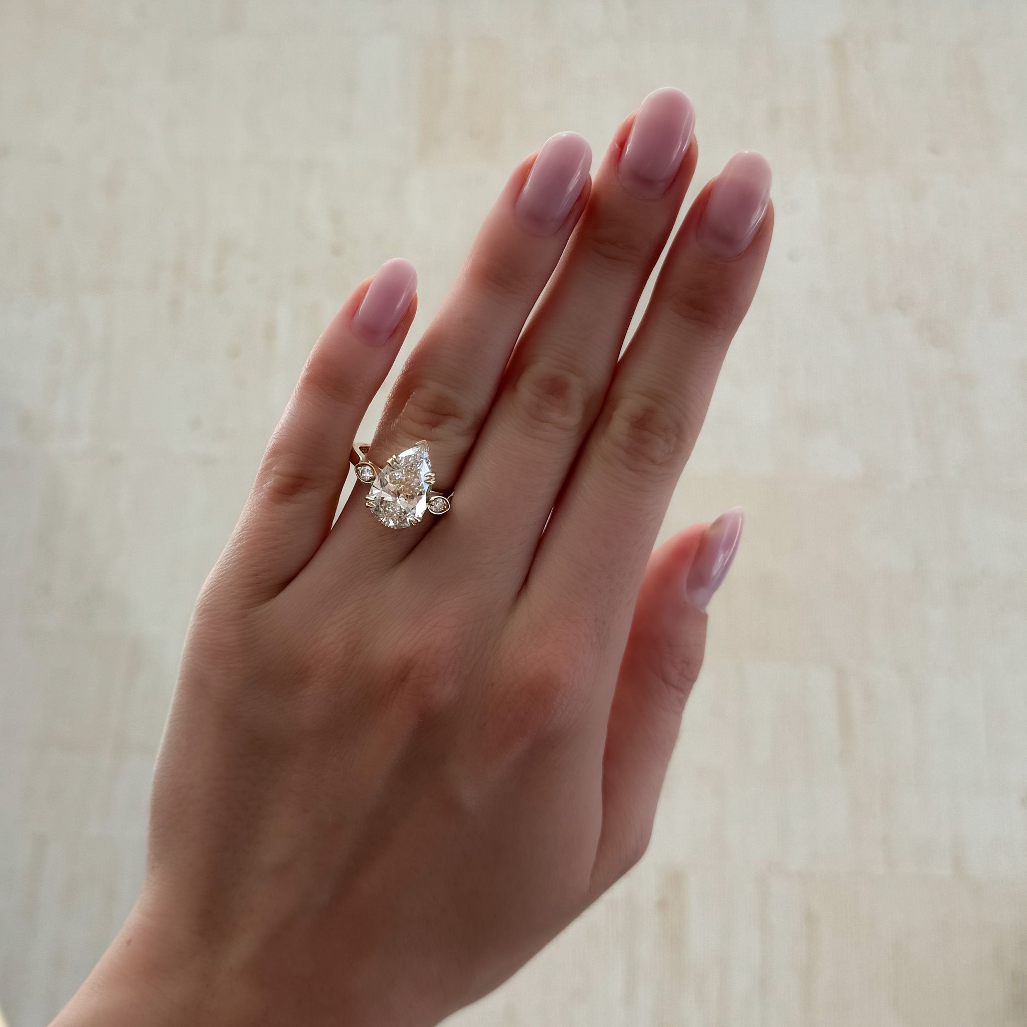 Vintage Ridge Shank Diamond Engagement Ring With Pear Cut Diamond