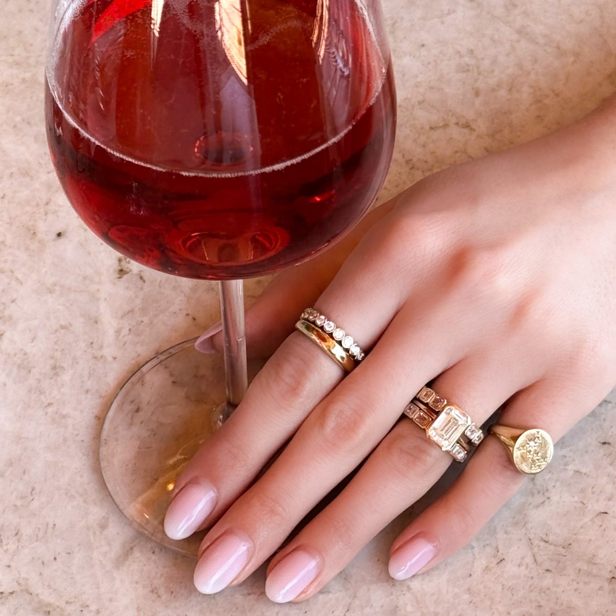 Penumbra Bezel Set Engagement Ring With Emerald Cut