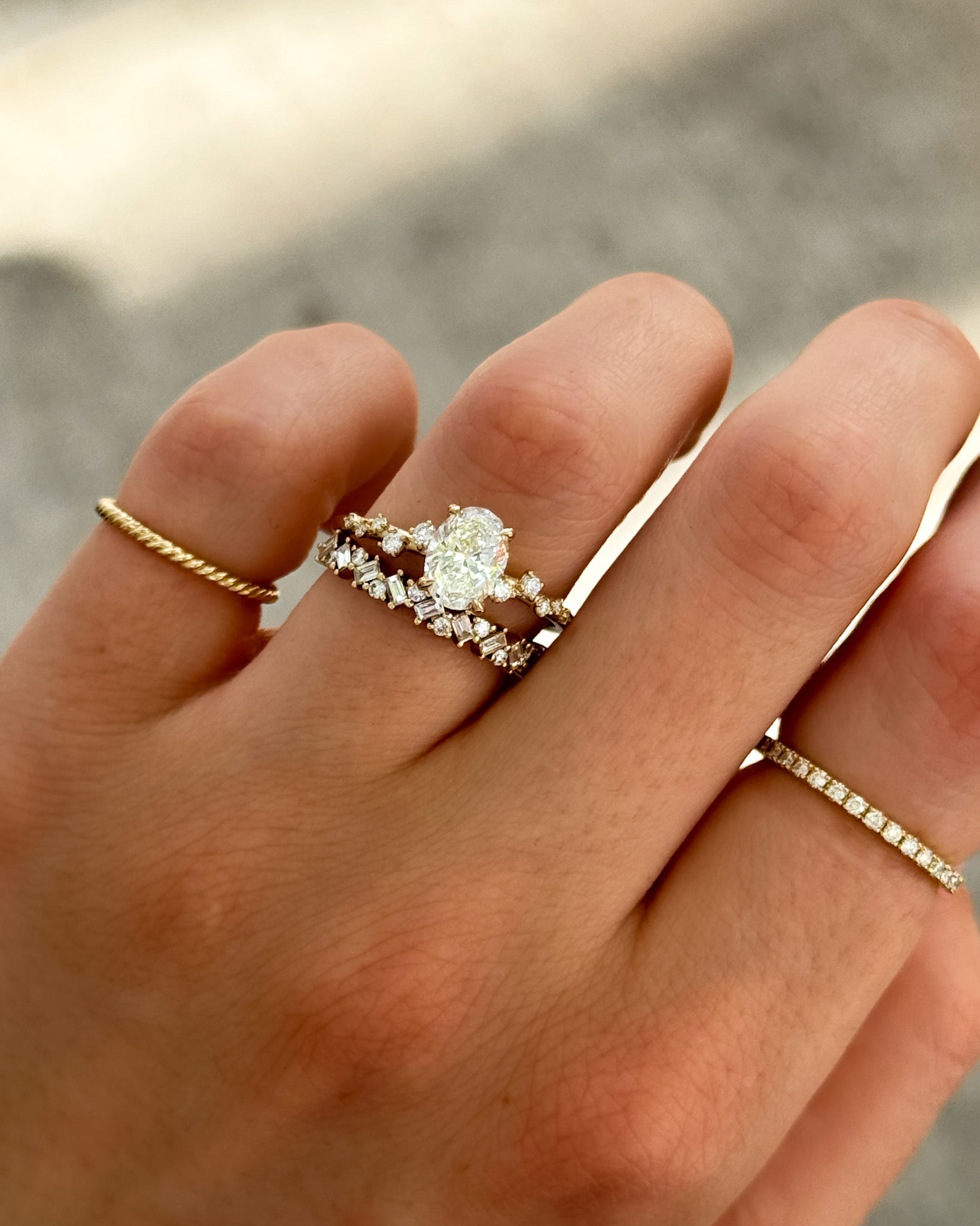 Starfire Engagement Ring with Oval Cut Diamond