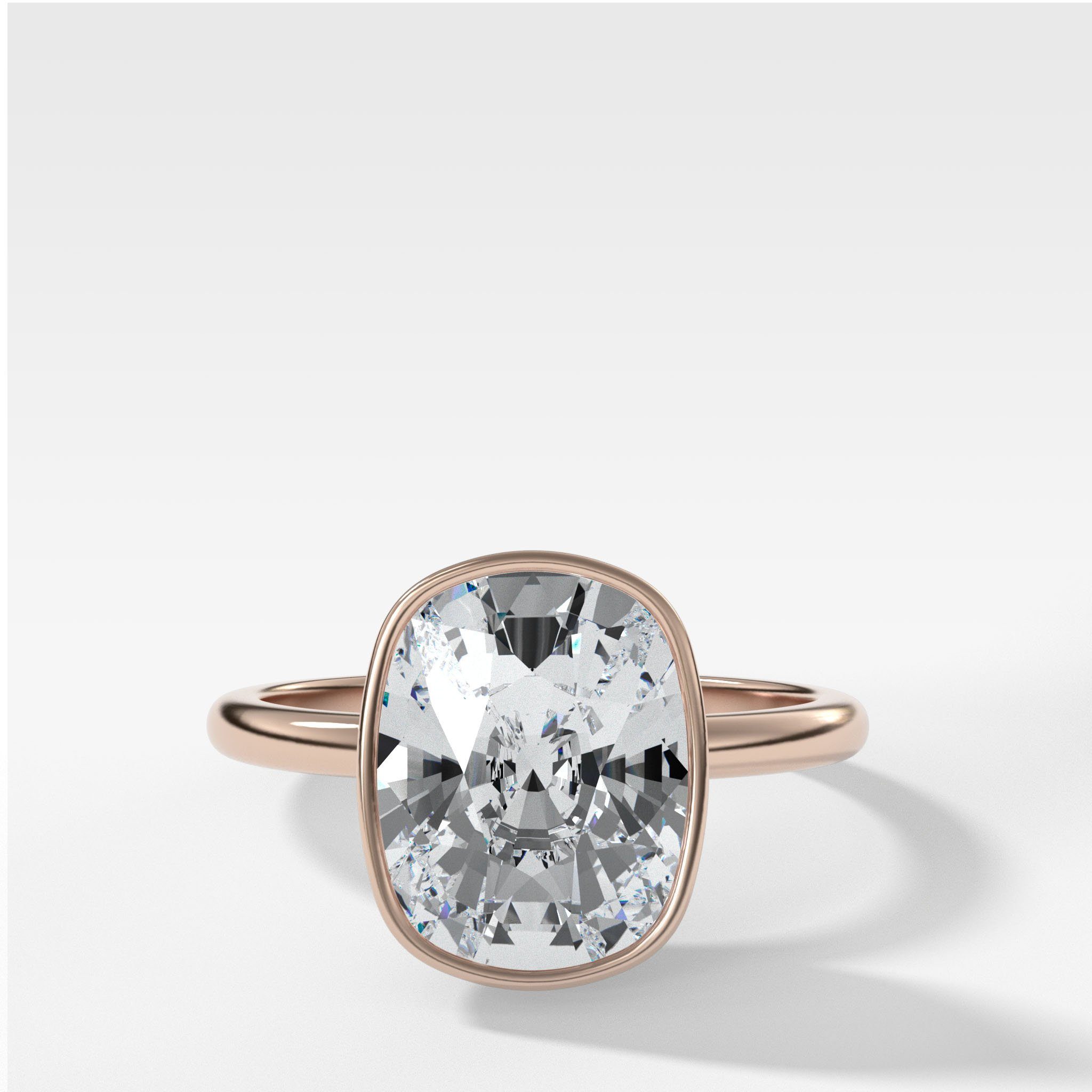 Penumbra Bezel Set Engagement Ring With Elongated Cushion Cut