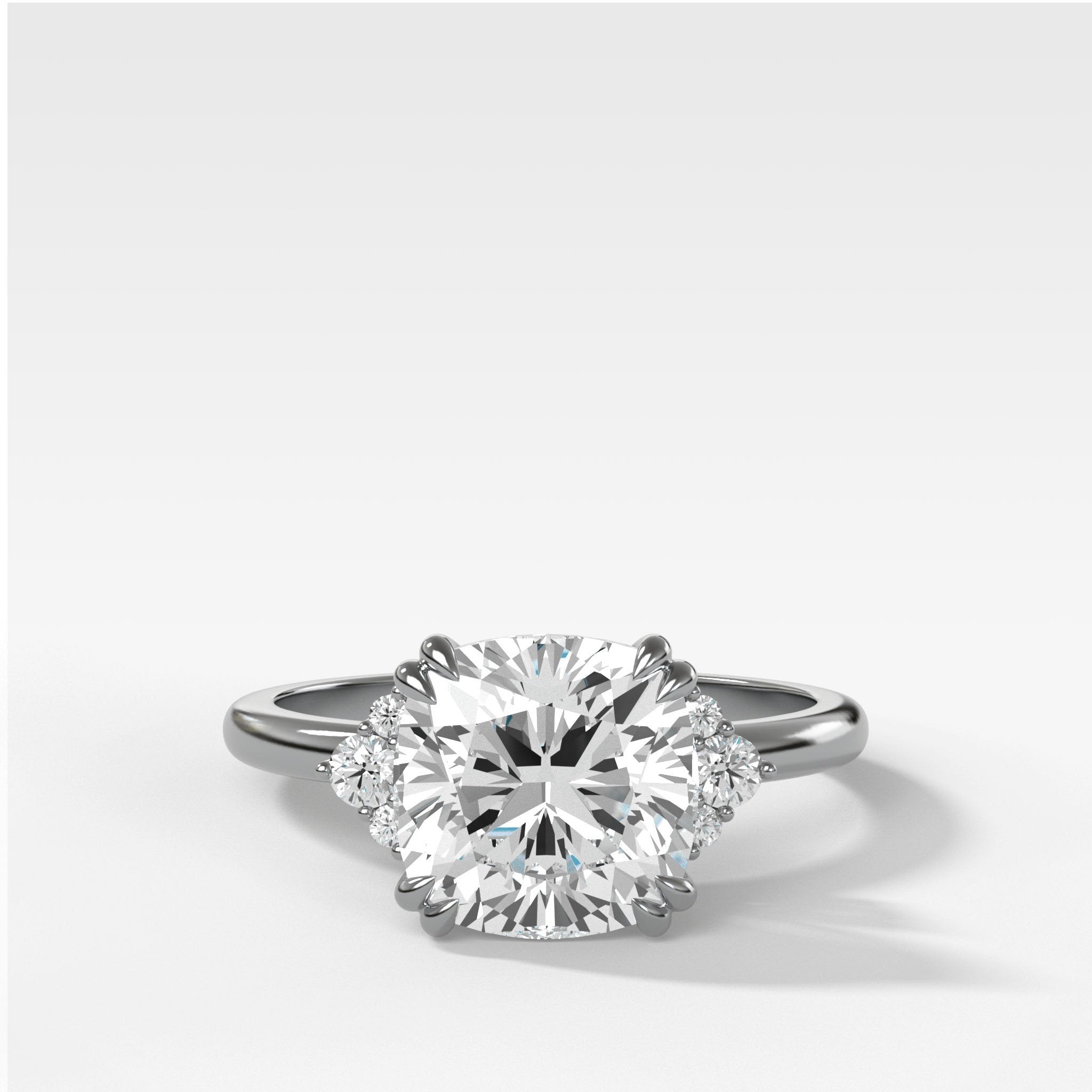 Signature Cluster Engagement Ring With Cushion Cut Diamond
