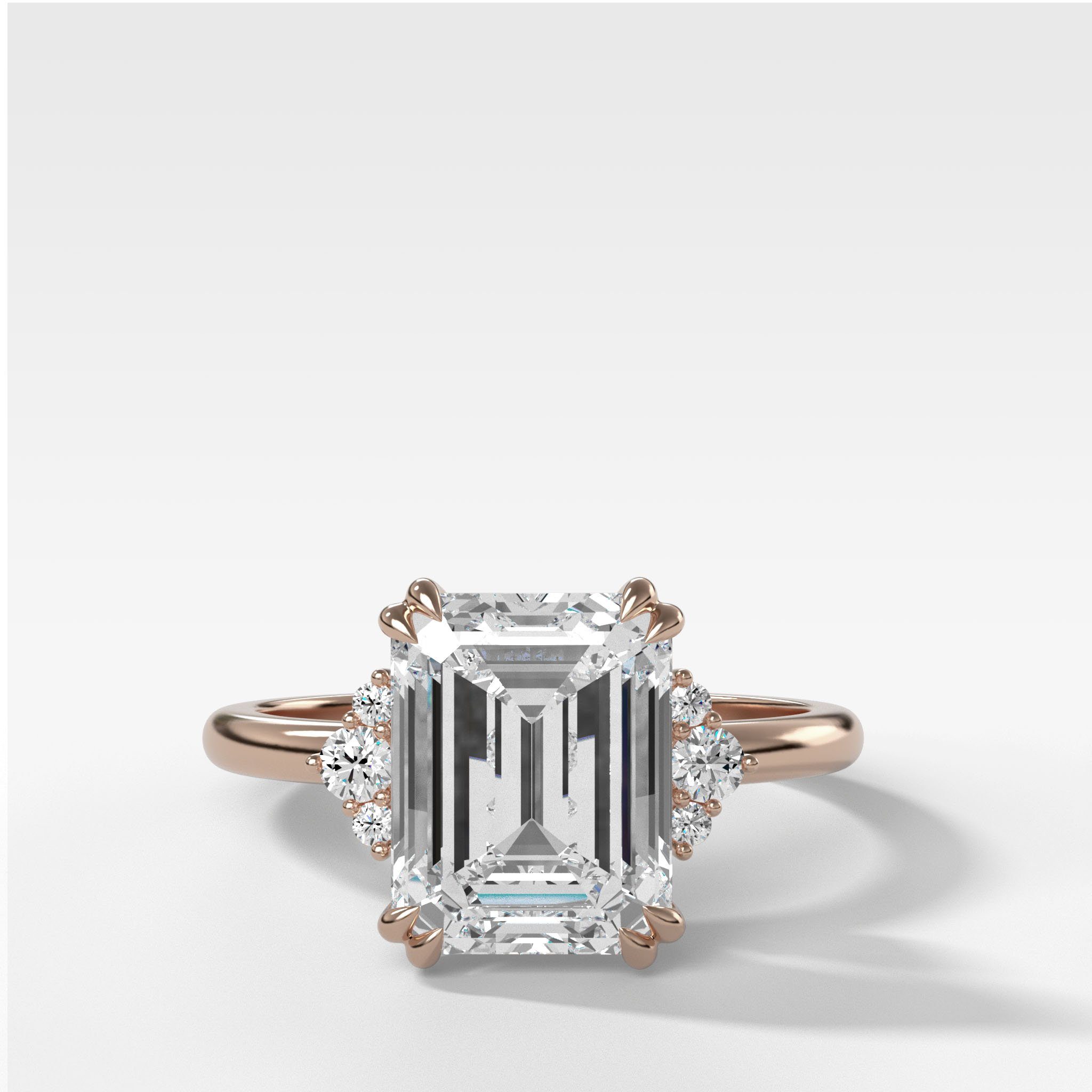 Signature Cluster Engagement Ring With Emerald Cut Diamond