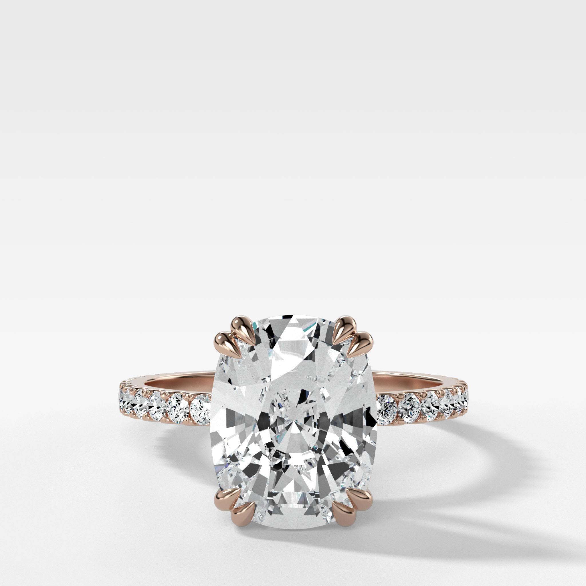 Signature Pavé Engagement Ring With Elongated Cushion Cut Diamond
