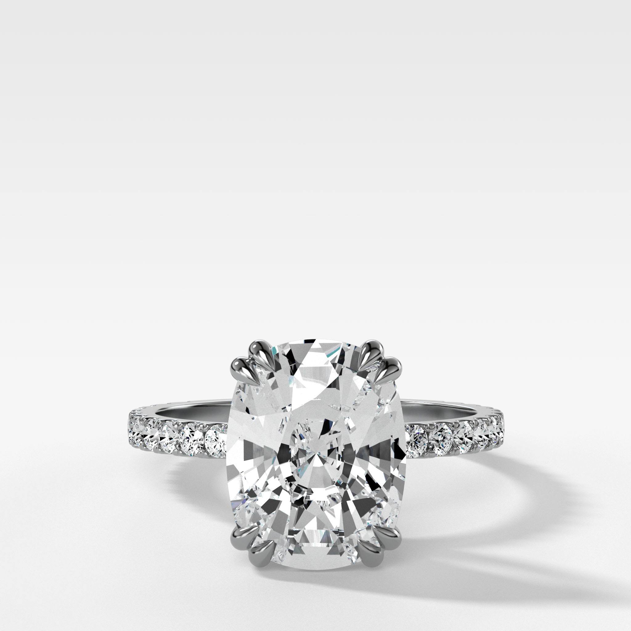 Signature Pavé Engagement Ring With Elongated Cushion Cut Diamond