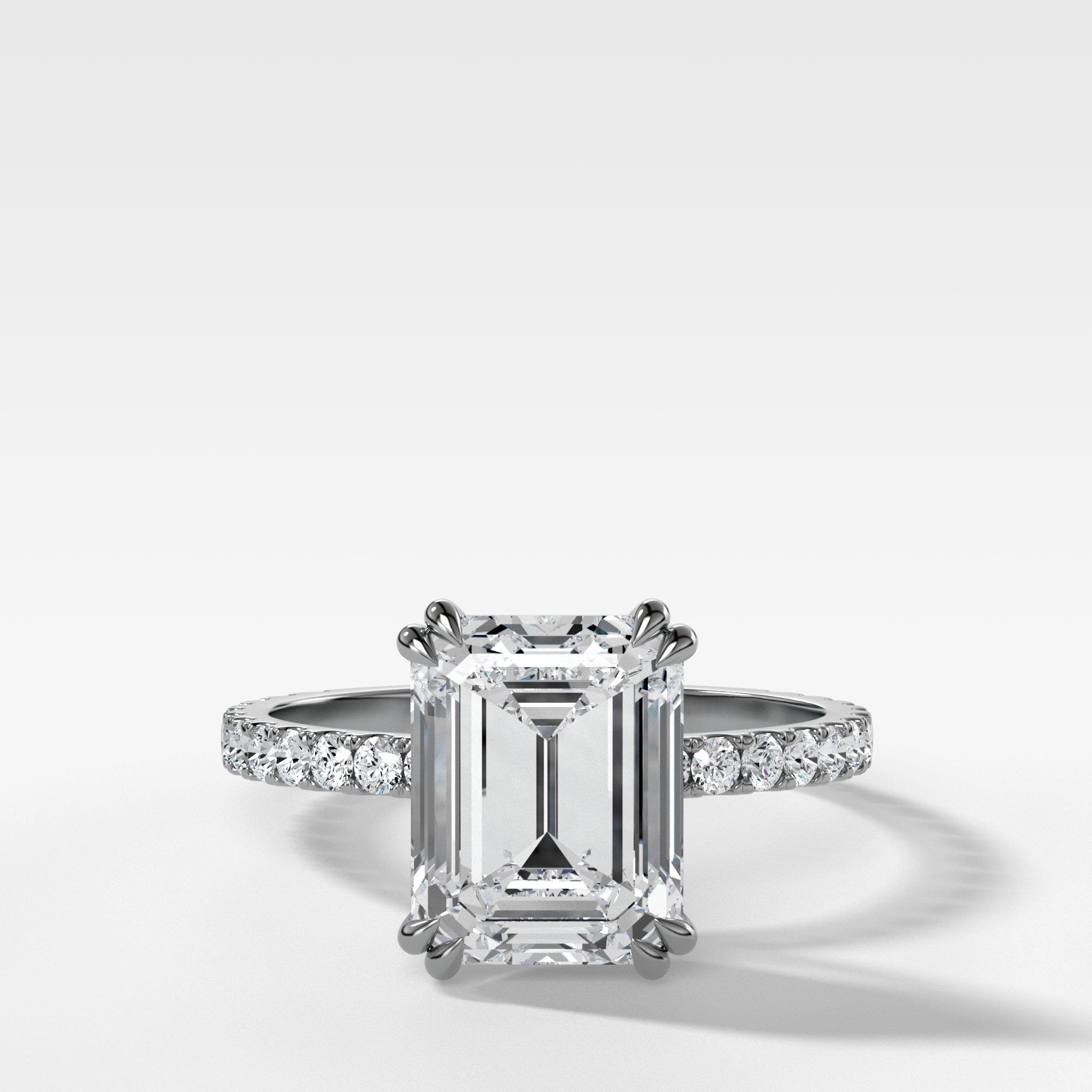 Signature Pavé Engagement Ring With Emerald Cut Diamond