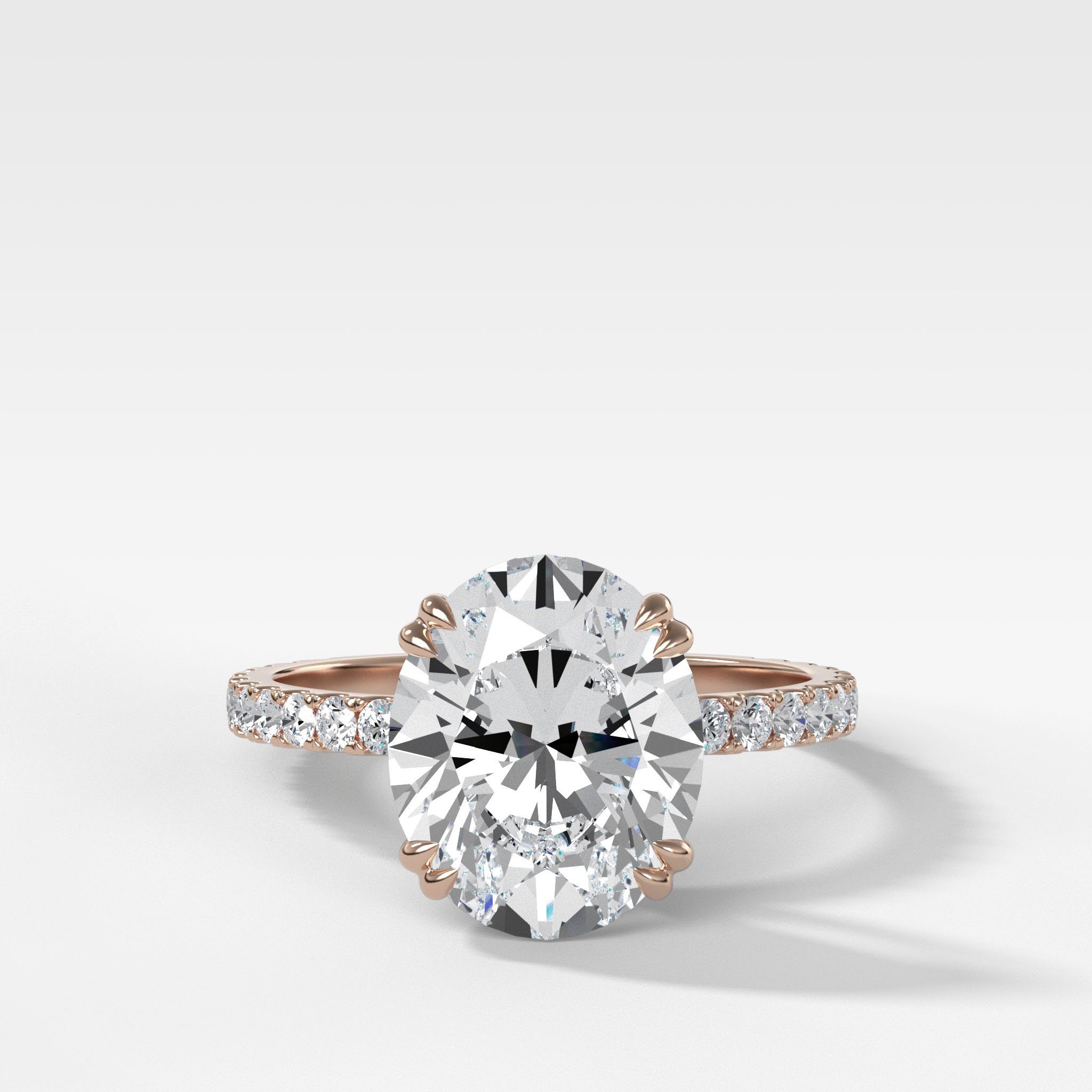 Signature Pavé Engagement Ring With Oval Cut Diamond