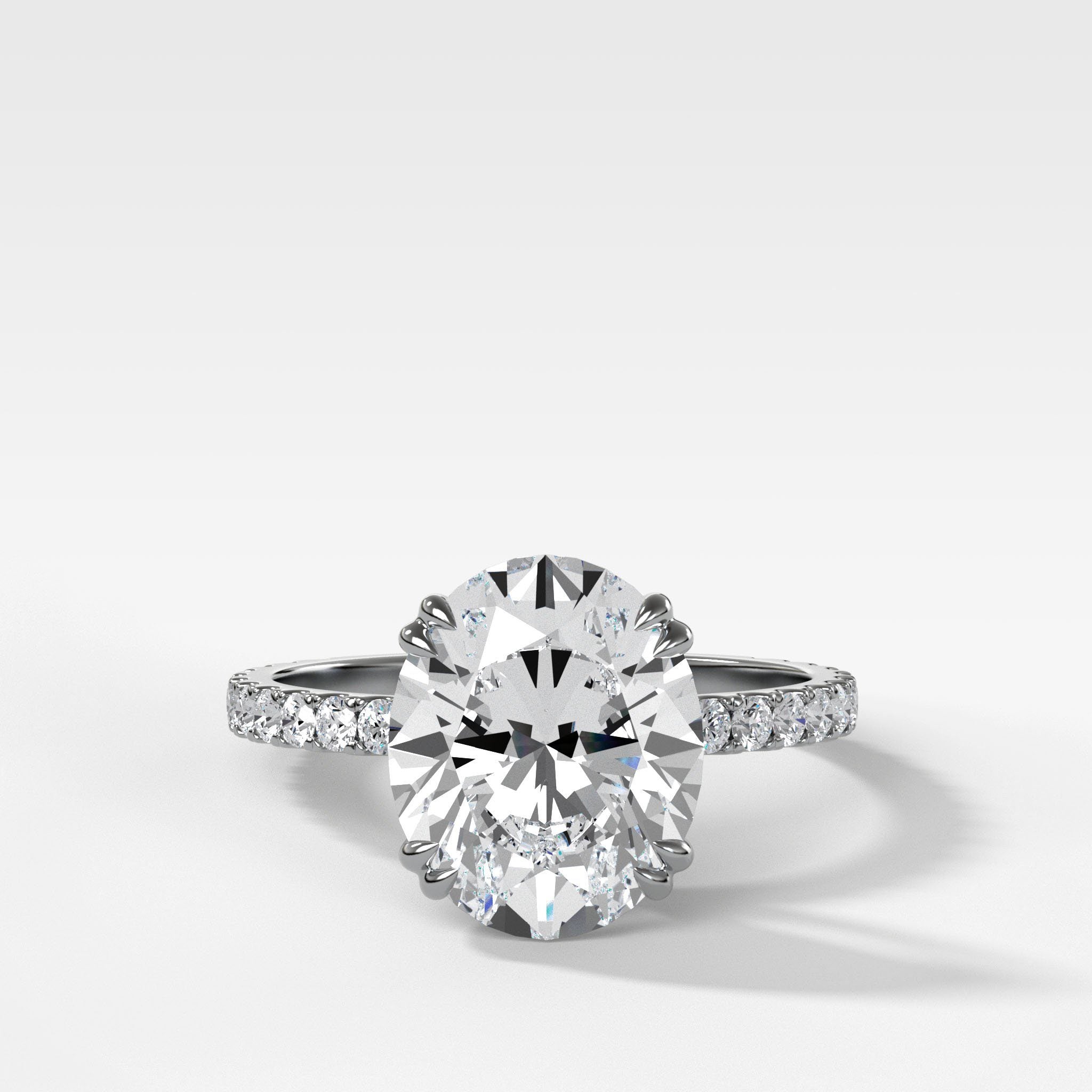 Signature Pavé Engagement Ring With Oval Cut Diamond