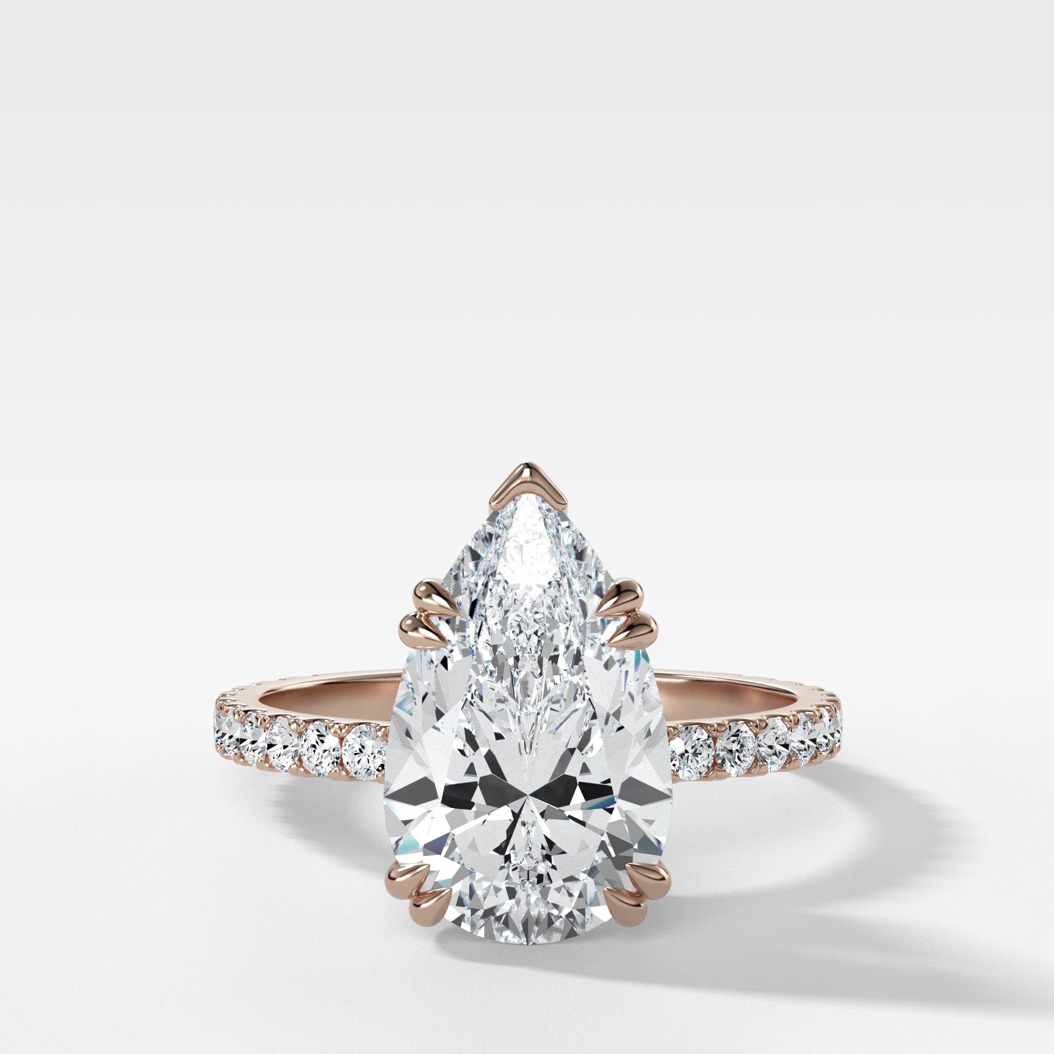 Signature Pavé Engagement Ring With Pear Cut Diamond