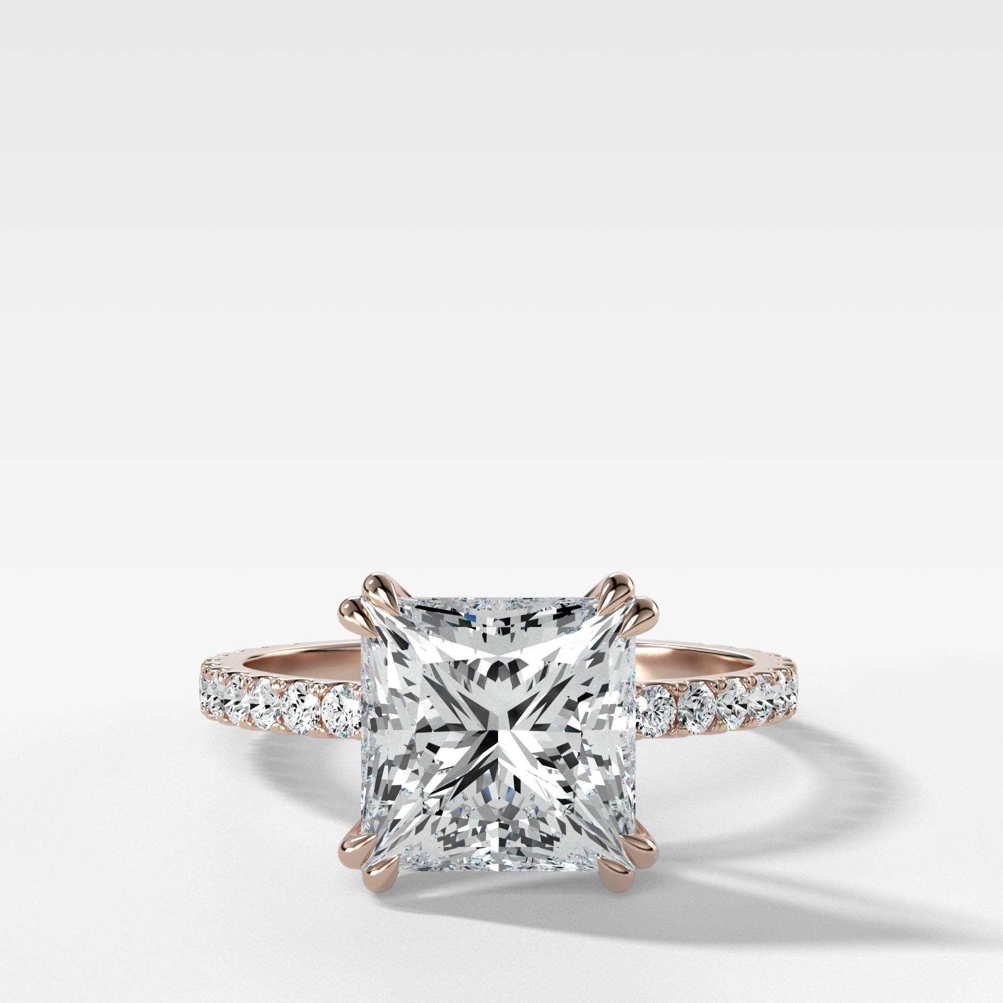 Signature Pavé Engagement Ring With Princess Cut Diamond
