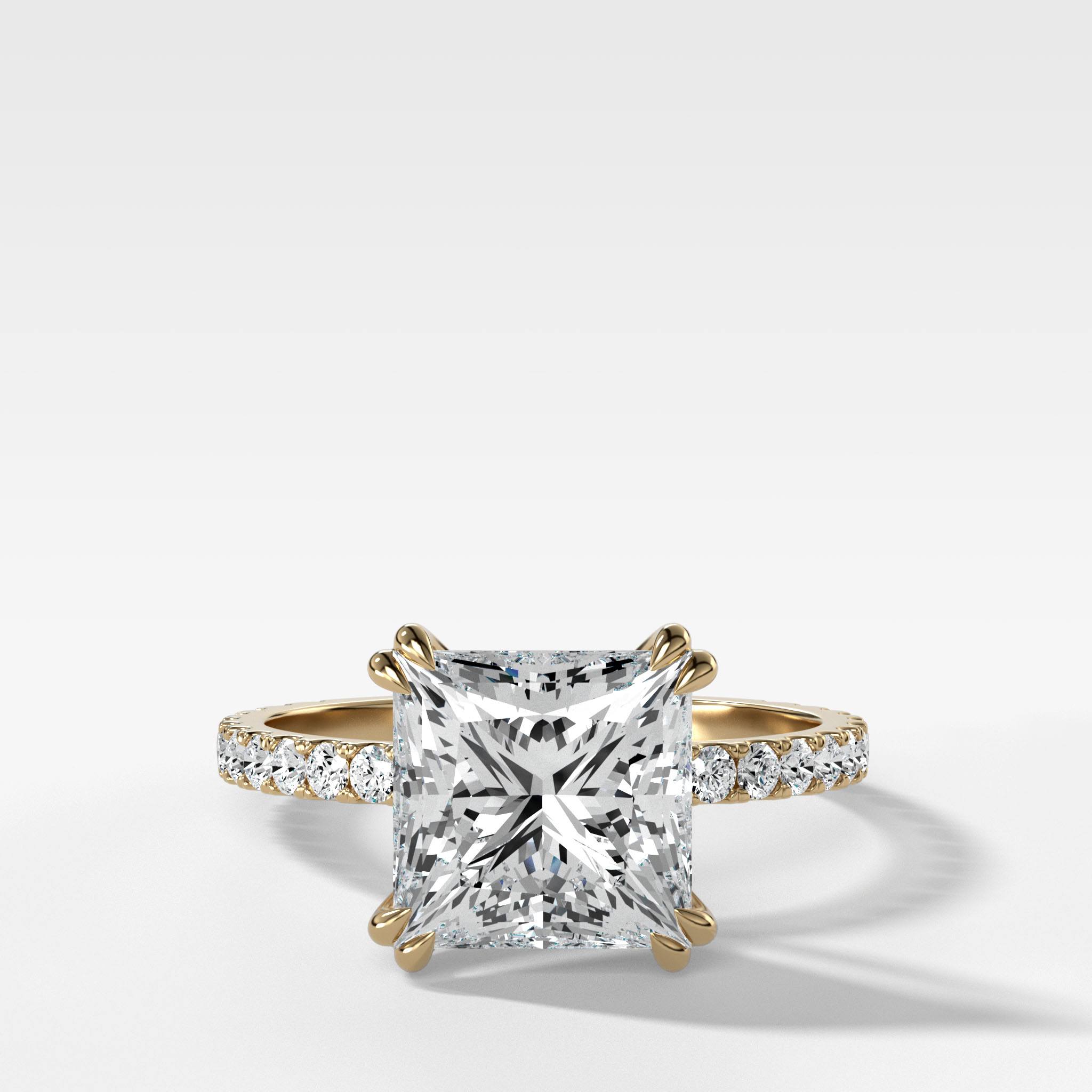 Signature Pavé Engagement Ring With Princess Cut Diamond