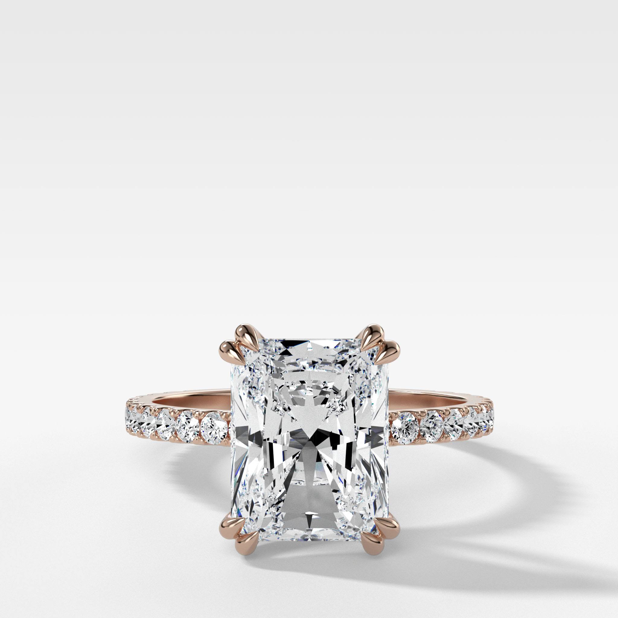 Signature Pavé Engagement Ring With Elongated Radiant Cut Diamond