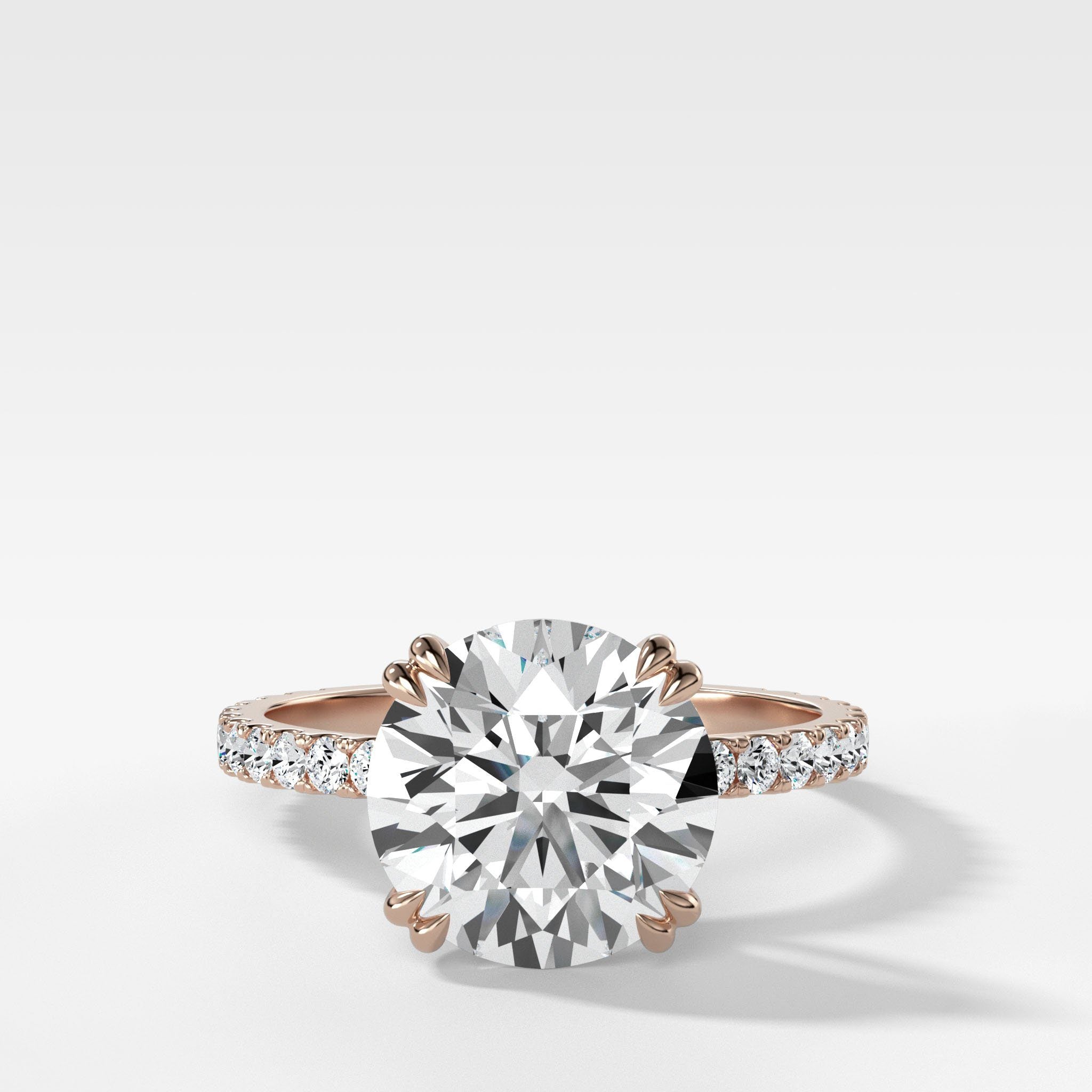 Signature Pavé Engagement Ring With Round Cut Diamond